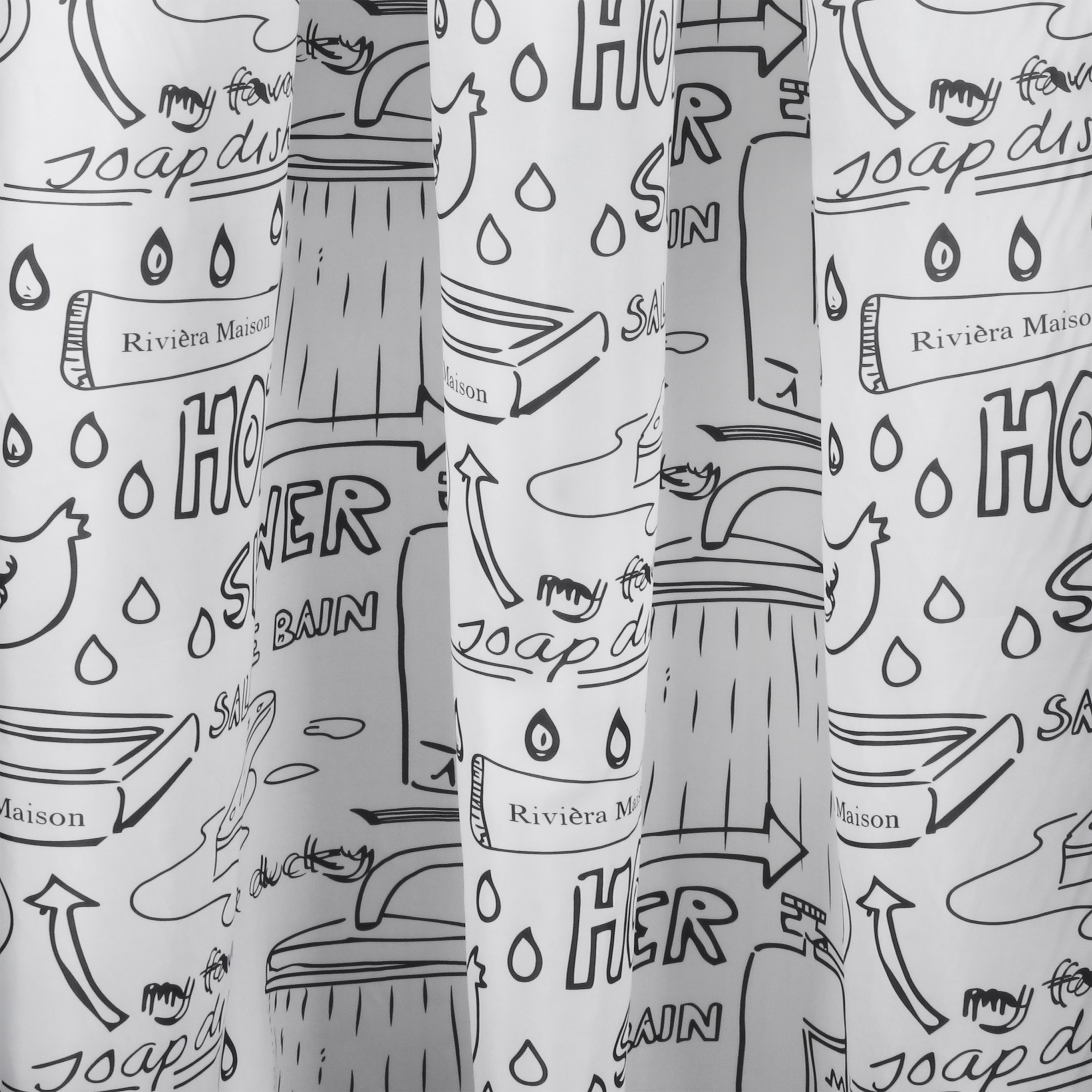 31.010.29 Differnz Bath douchegordijn 100% polyester - verzwaarde onderzoom zwart 180 x 200 cm