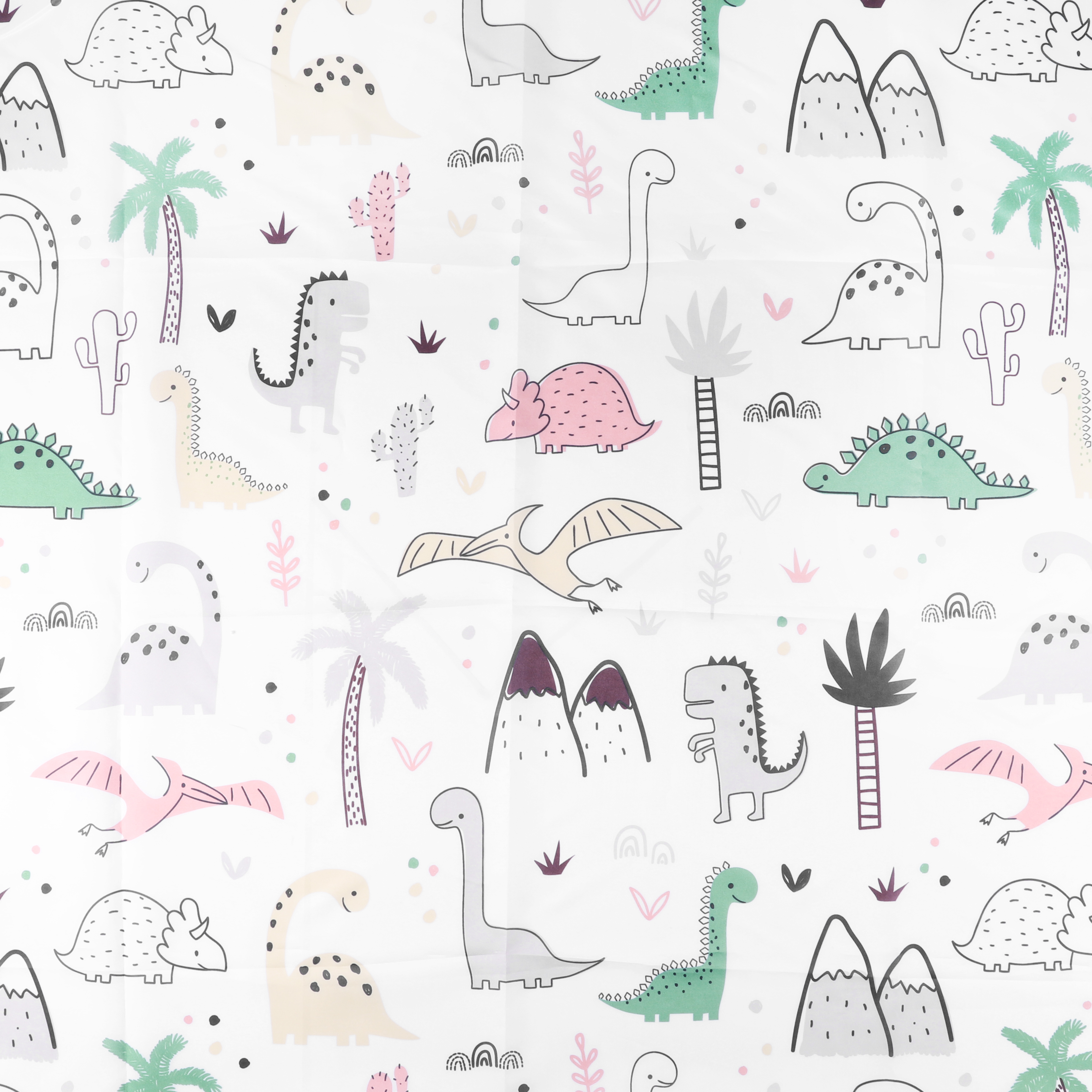 31.010.37 Differnz Dino douchegordijn 100% polyester - verzwaarde onderzoom multi 180 x 200 cm