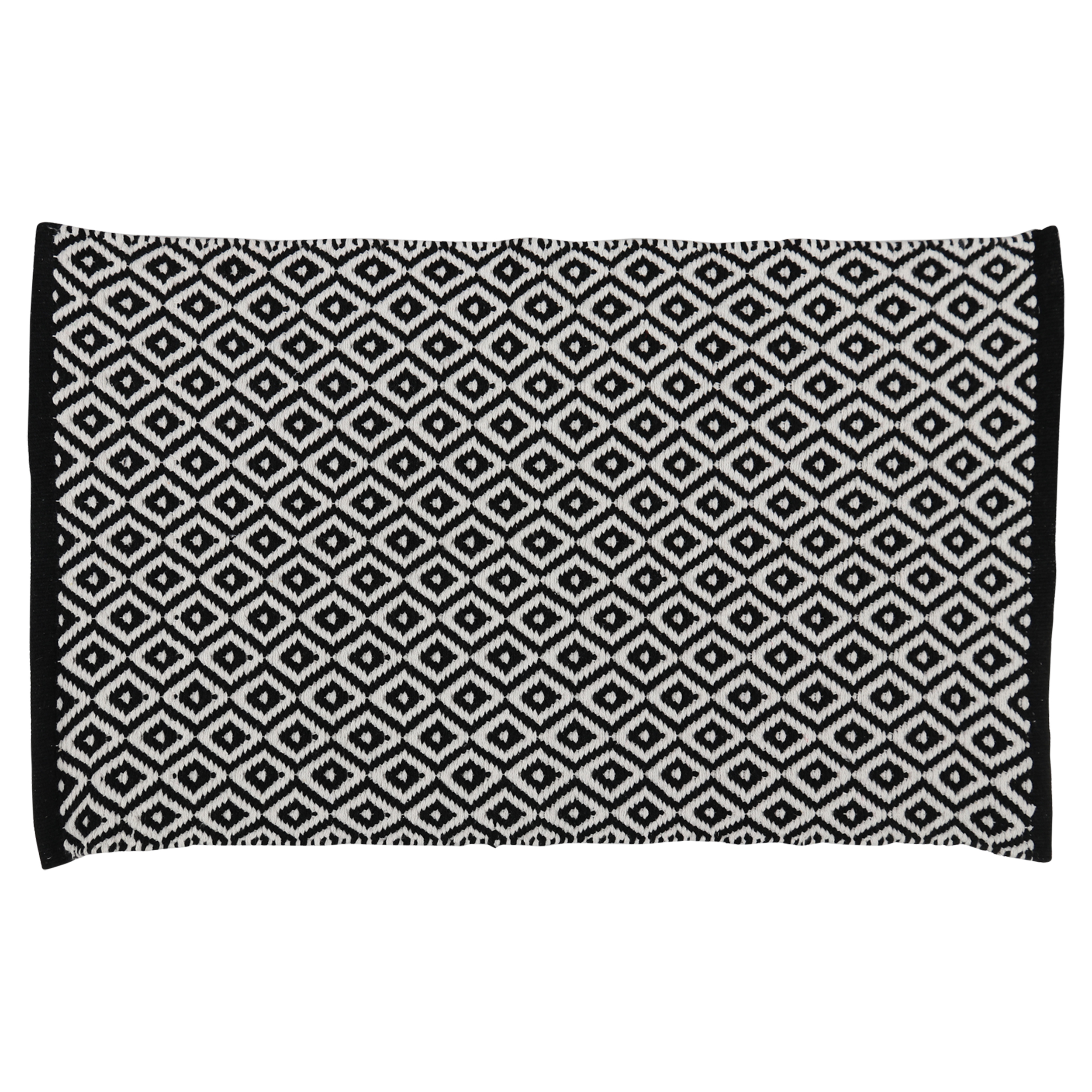 31.110.03 Differnz Wales badmat 100% katoen - geschikt voor vloerverwarming - 50 x 80 cm - zwart/wit