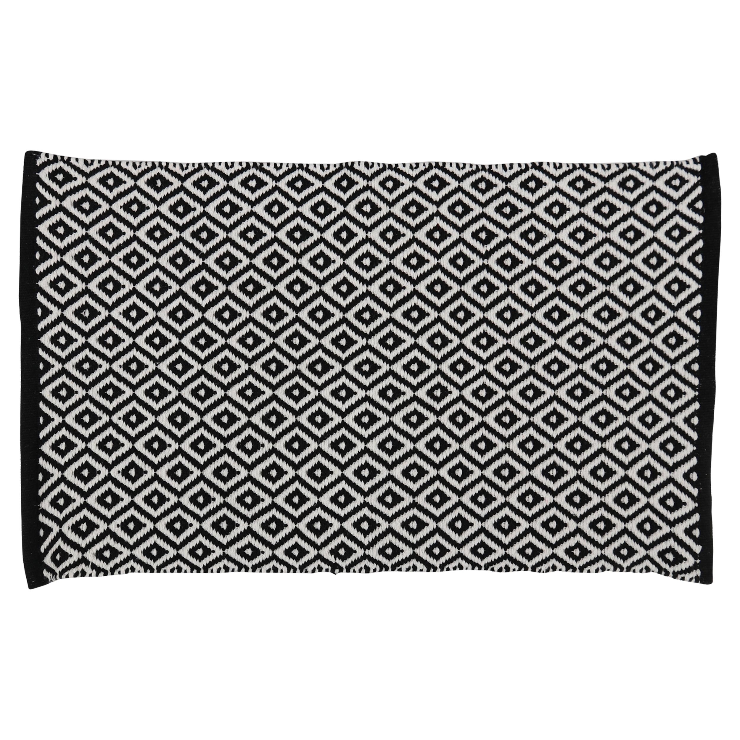31.110.03 Differnz Wales badmat 100% katoen - geschikt voor vloerverwarming zwart/wit 50 x 80 cm