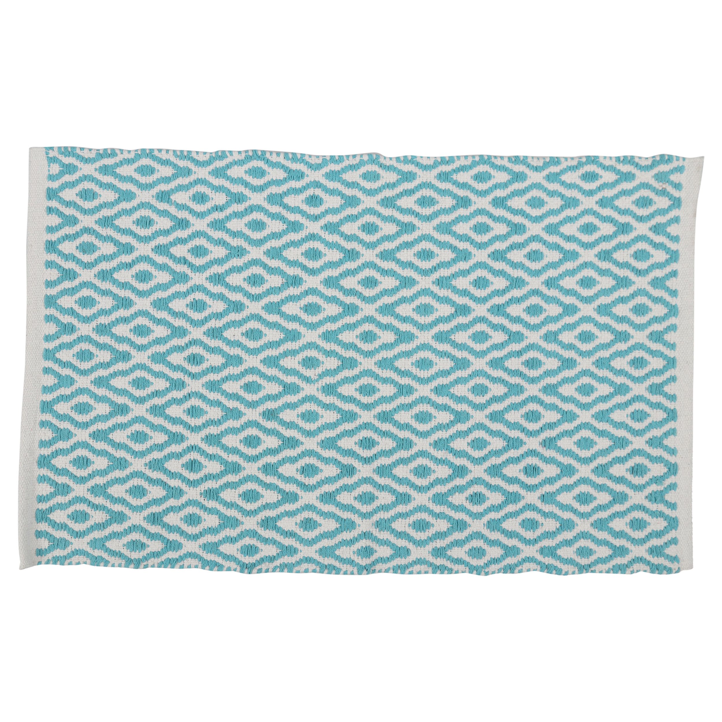 31.110.05 Differnz Brighton badmat 100% katoen - geschikt voor vloerverwarming blauw/wit 50 x 80 cm