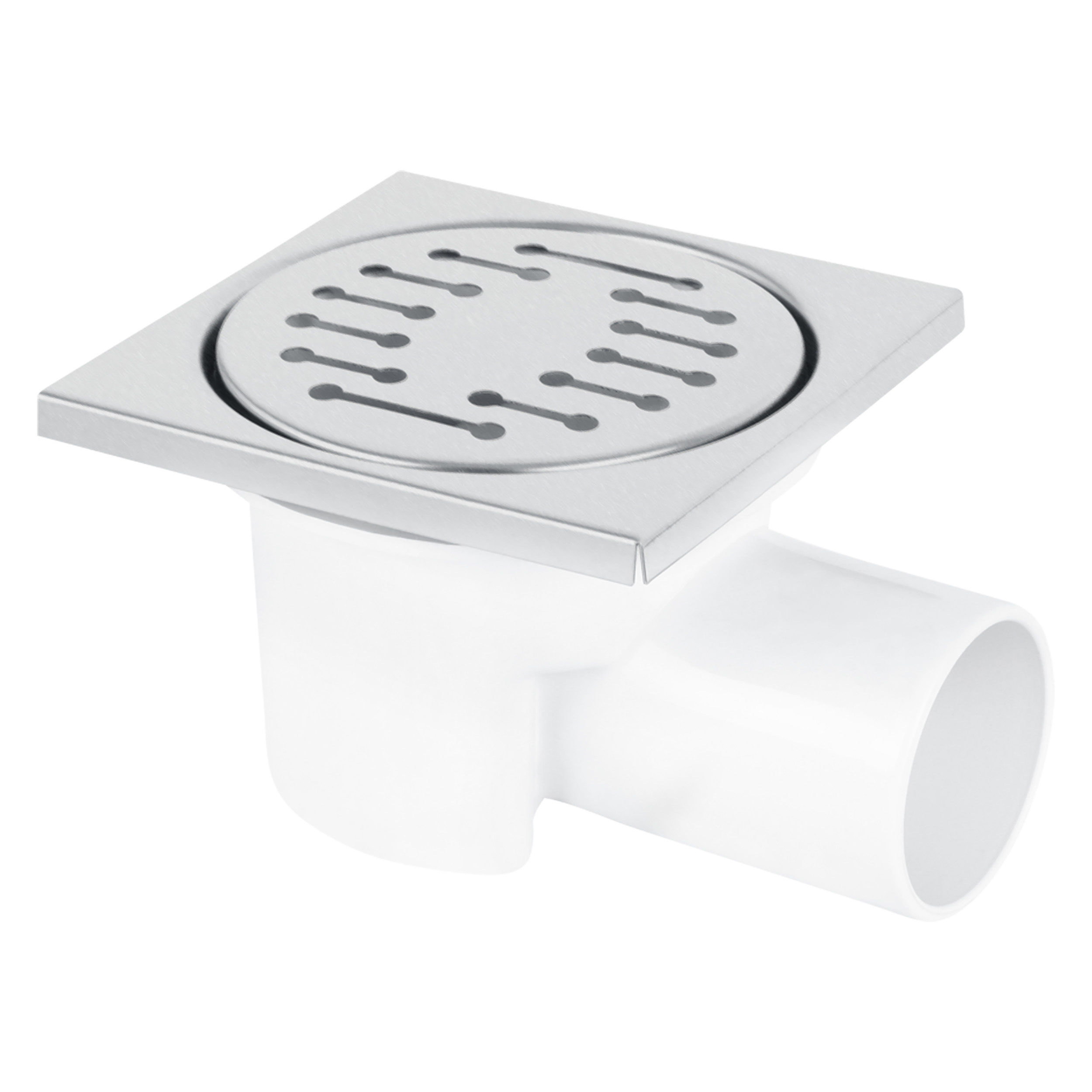 33.010.77 Differnz Basic doucheput zijuitlaat - mat chroom grijs 10 x 10 cm