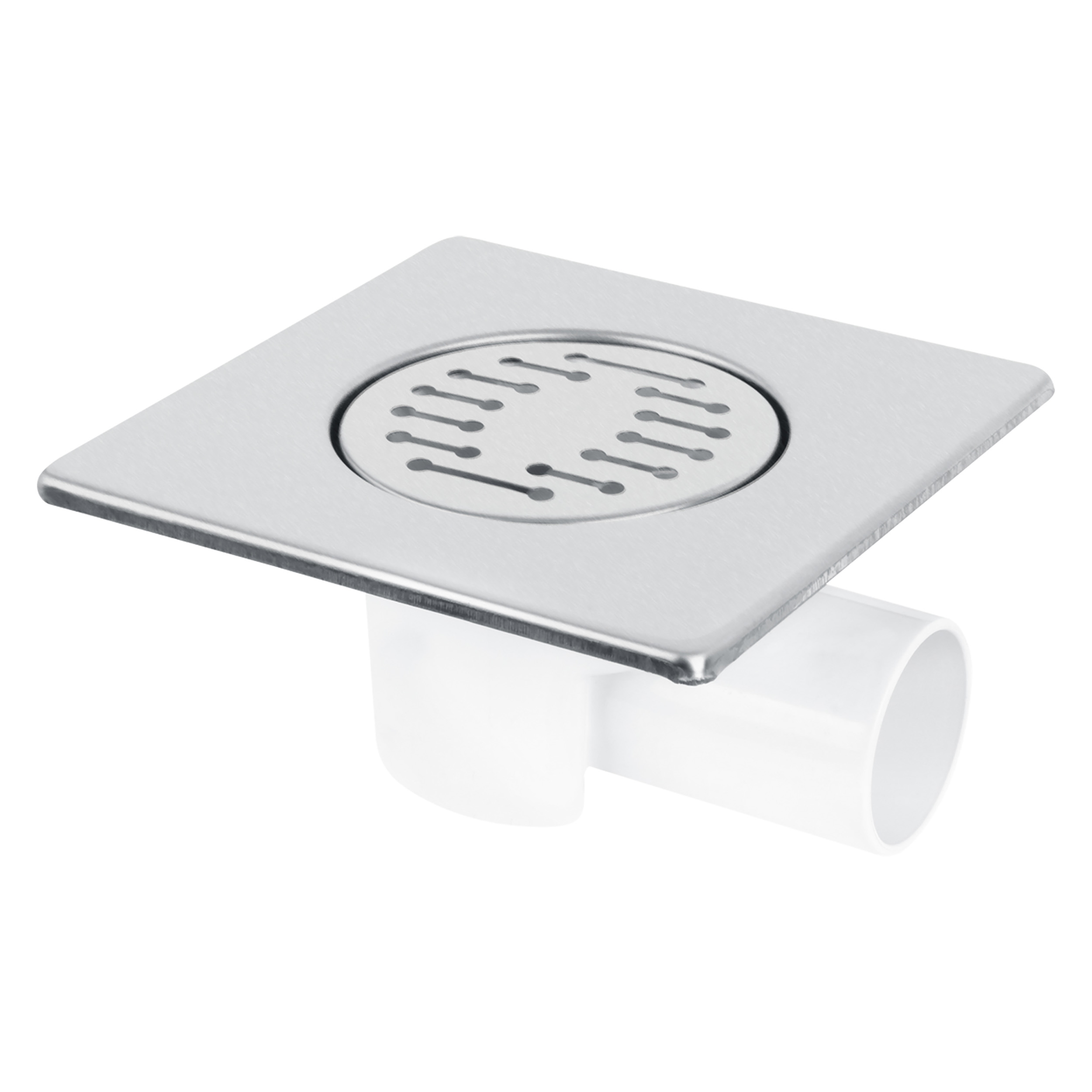 33.010.78 Differnz Basic doucheput zijuitlaat - mat chroom grijs 15 x 15 cm