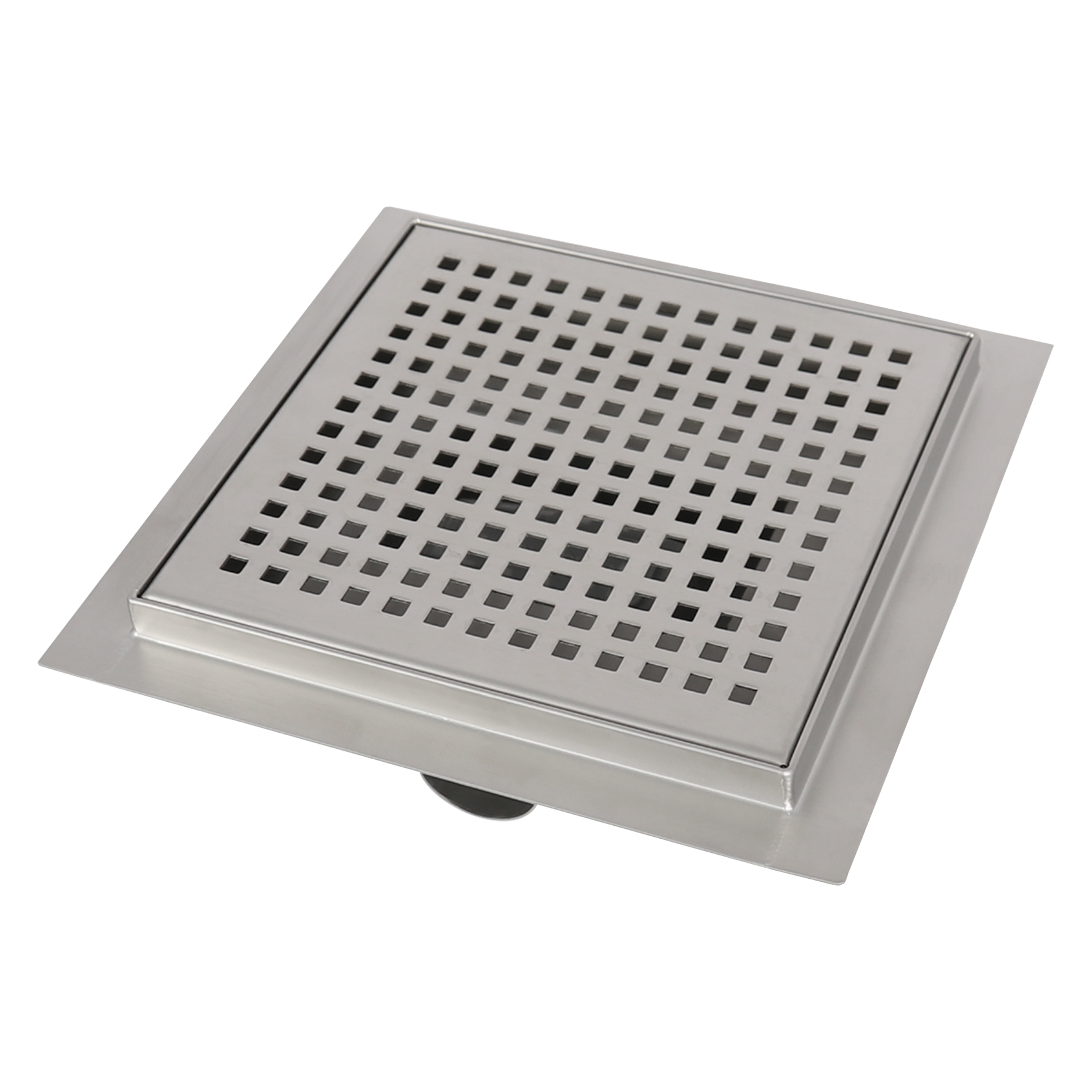 33.111.23   douchegoot met flens - vierkant - RVS mat chroom  20 x 20 cm