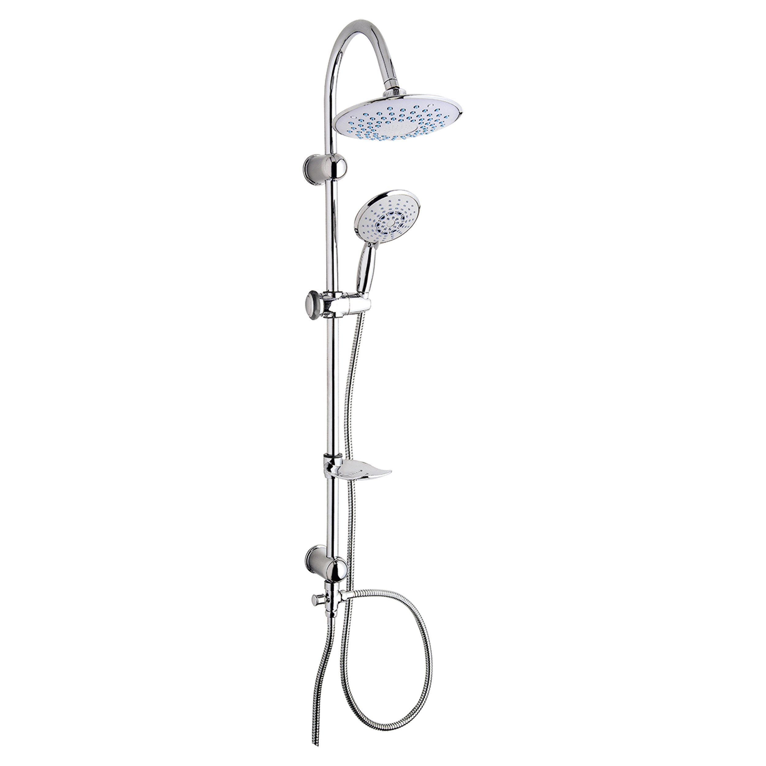 33.401.01 Differnz Trendline doucheset met grote stortdouche en losse handdouche chroom Ø 20 cm - 105 cm