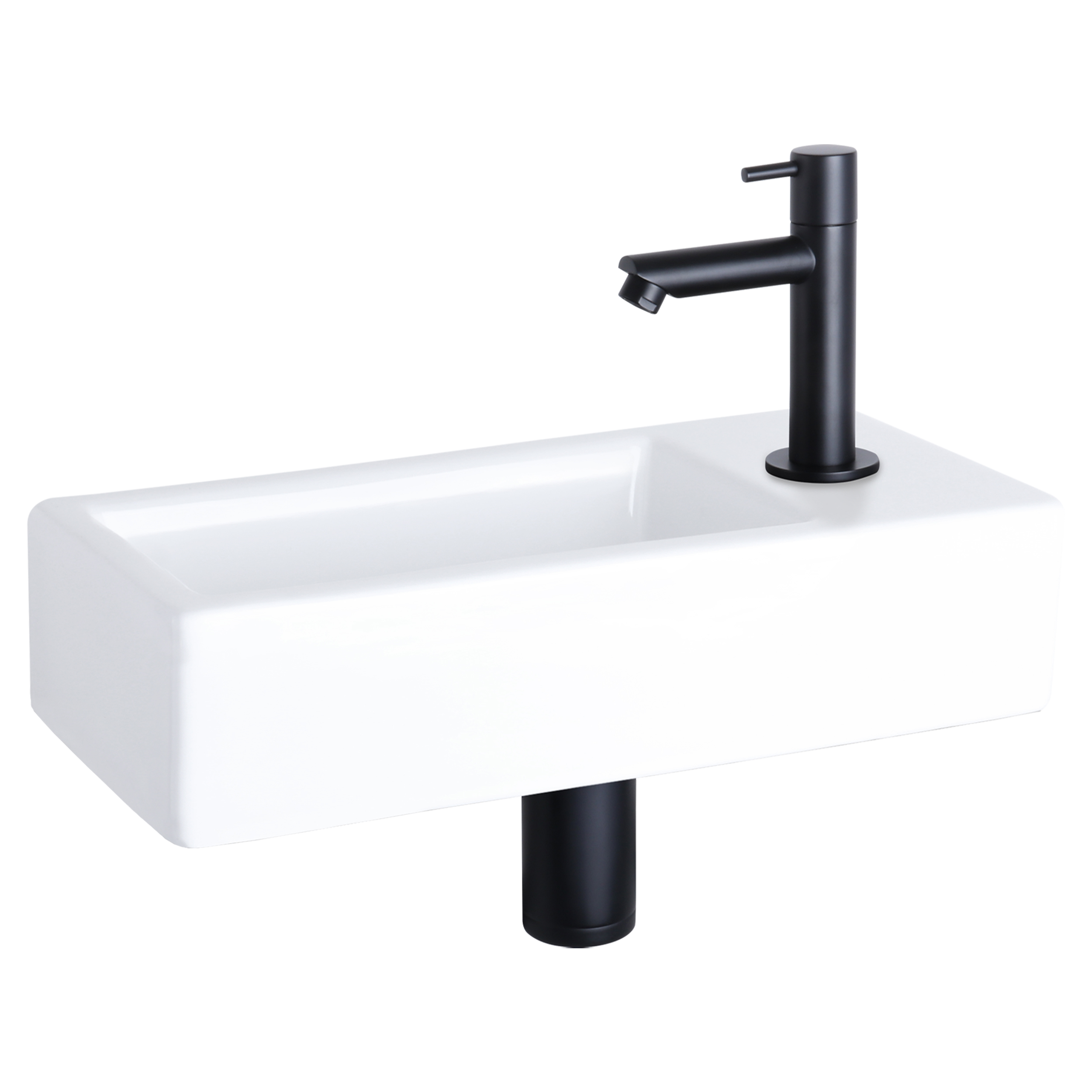 38.004.93 Differnz Hura fonteinset keramiek - kraan recht mat zwart 38.5 x 18.5 x 9 cm (tolerantie: +/- 5mm)