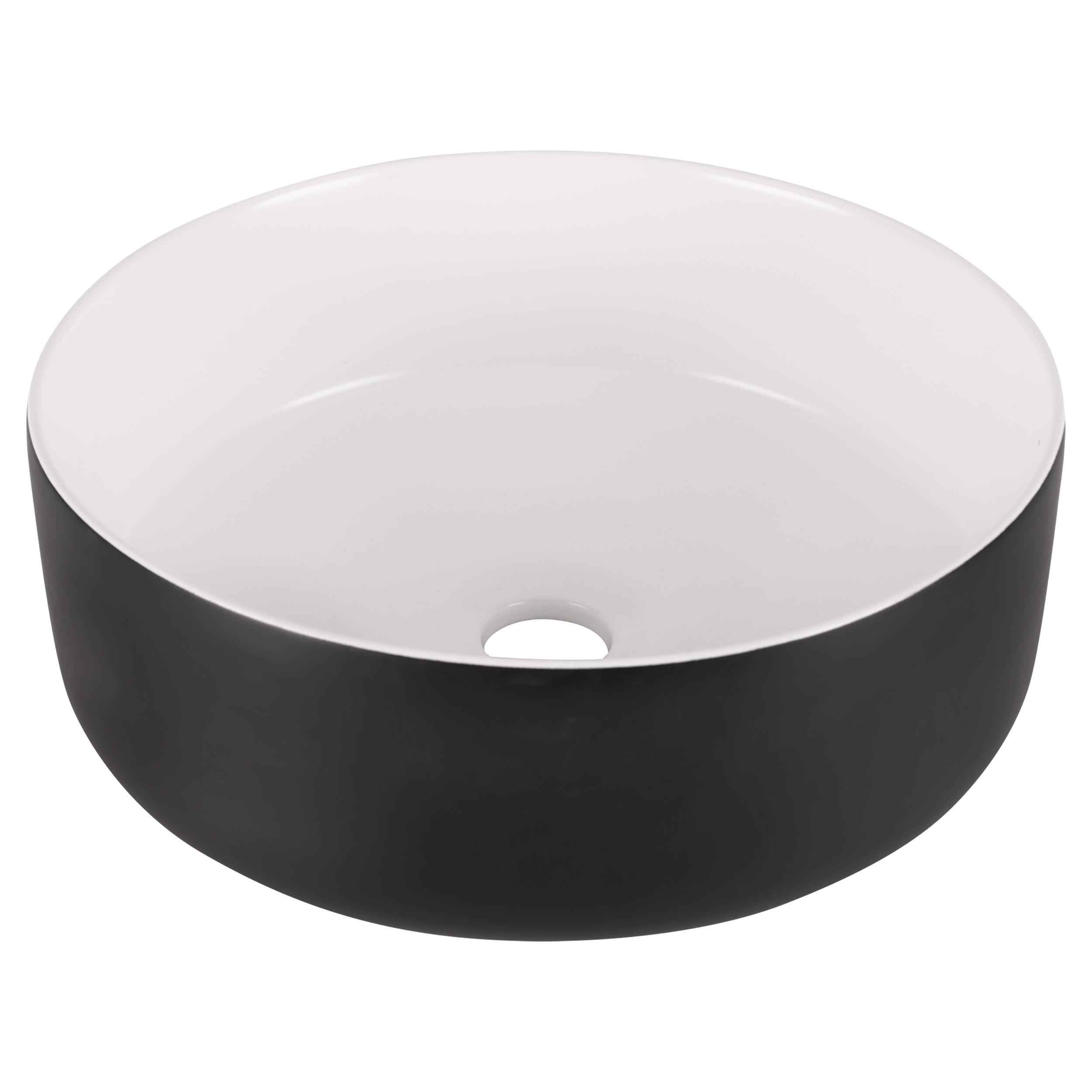 38.009.02 Differnz Mira waskom keramiek zwart/wit Ø 35.5 x 12 cm (tolerantie: +/- 5mm)