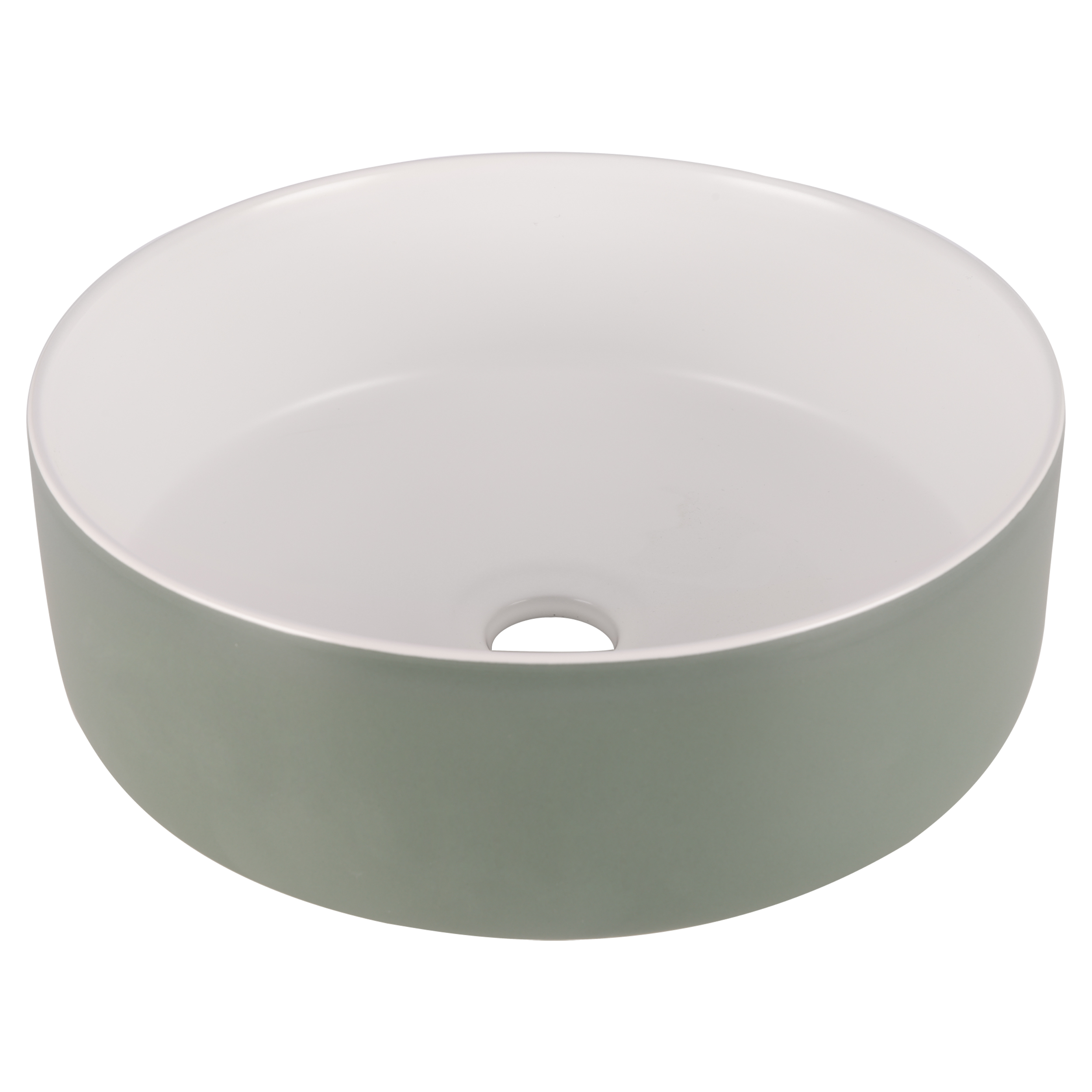 38.009.05 Differnz Mira waskom keramiek groen/wit Ø 35.5 x 12 cm (tolerantie: +/- 5mm)