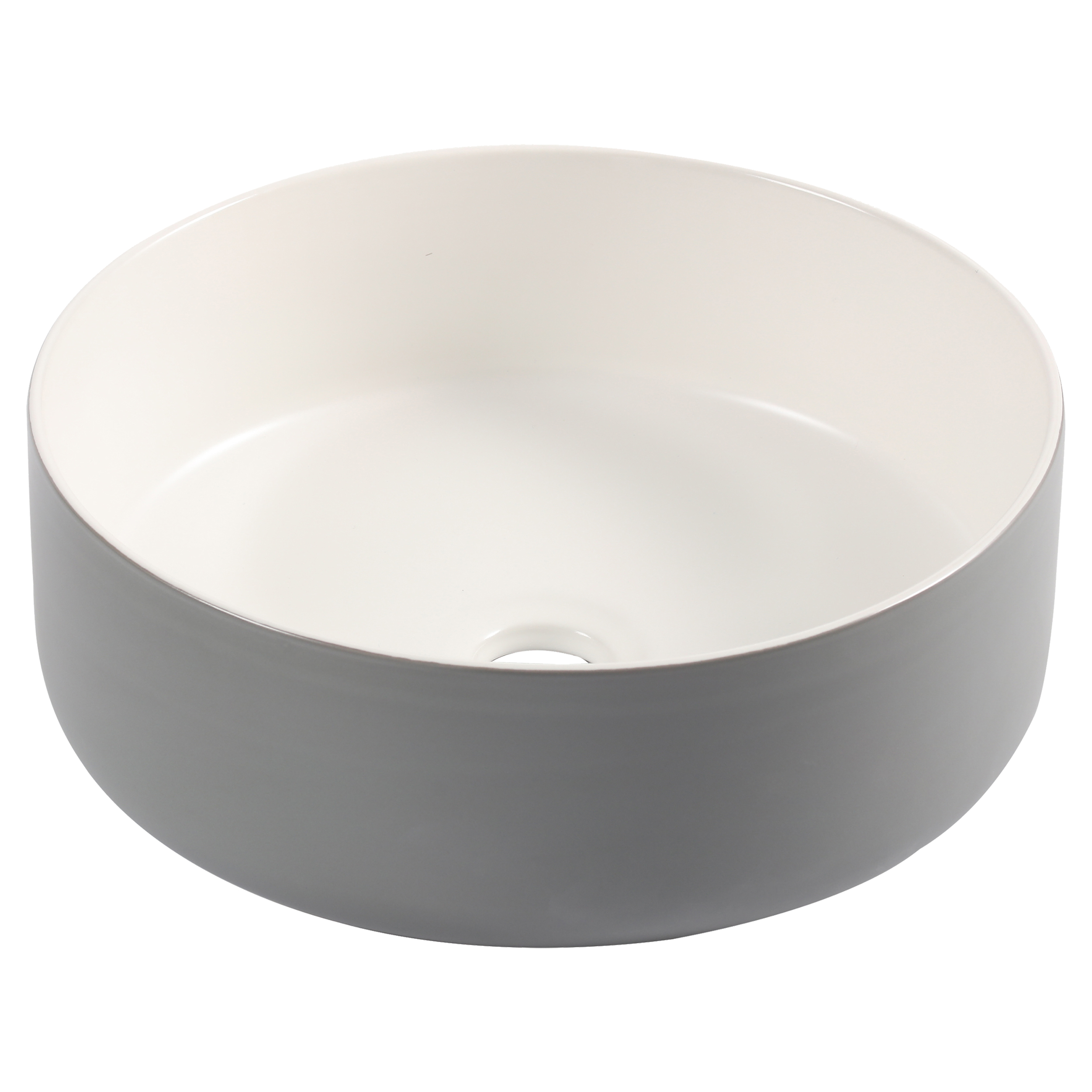 38.009.07 Differnz Mira waskom keramiek grijs/wit Ø 35.5 x 12 cm (tolerantie: +/- 5mm)