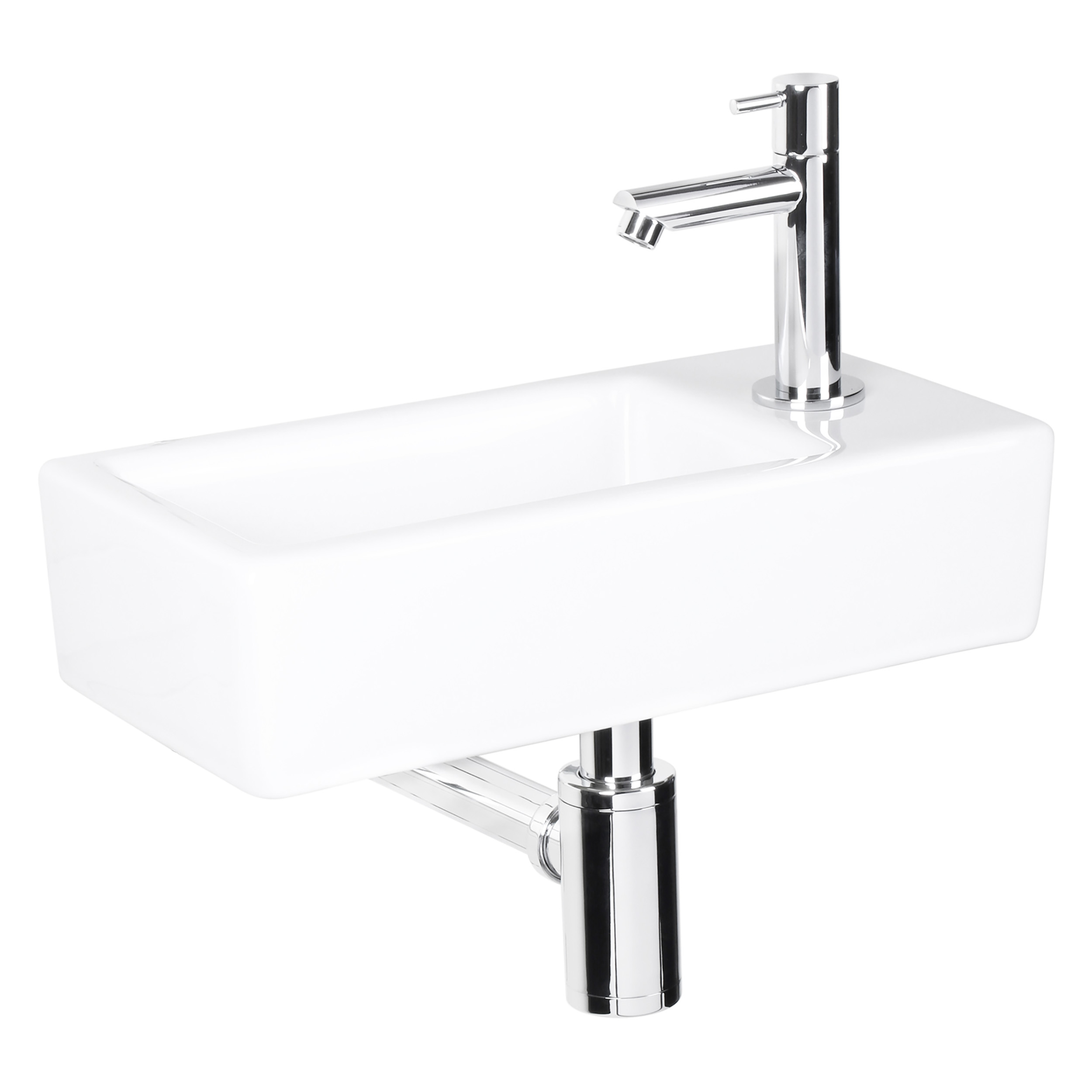 38.010.00 Differnz Helios fonteinset rechts - rechthoekig wit 37.5 x 18.5 x 9.5 cm (tolerantie: +/- 5mm)