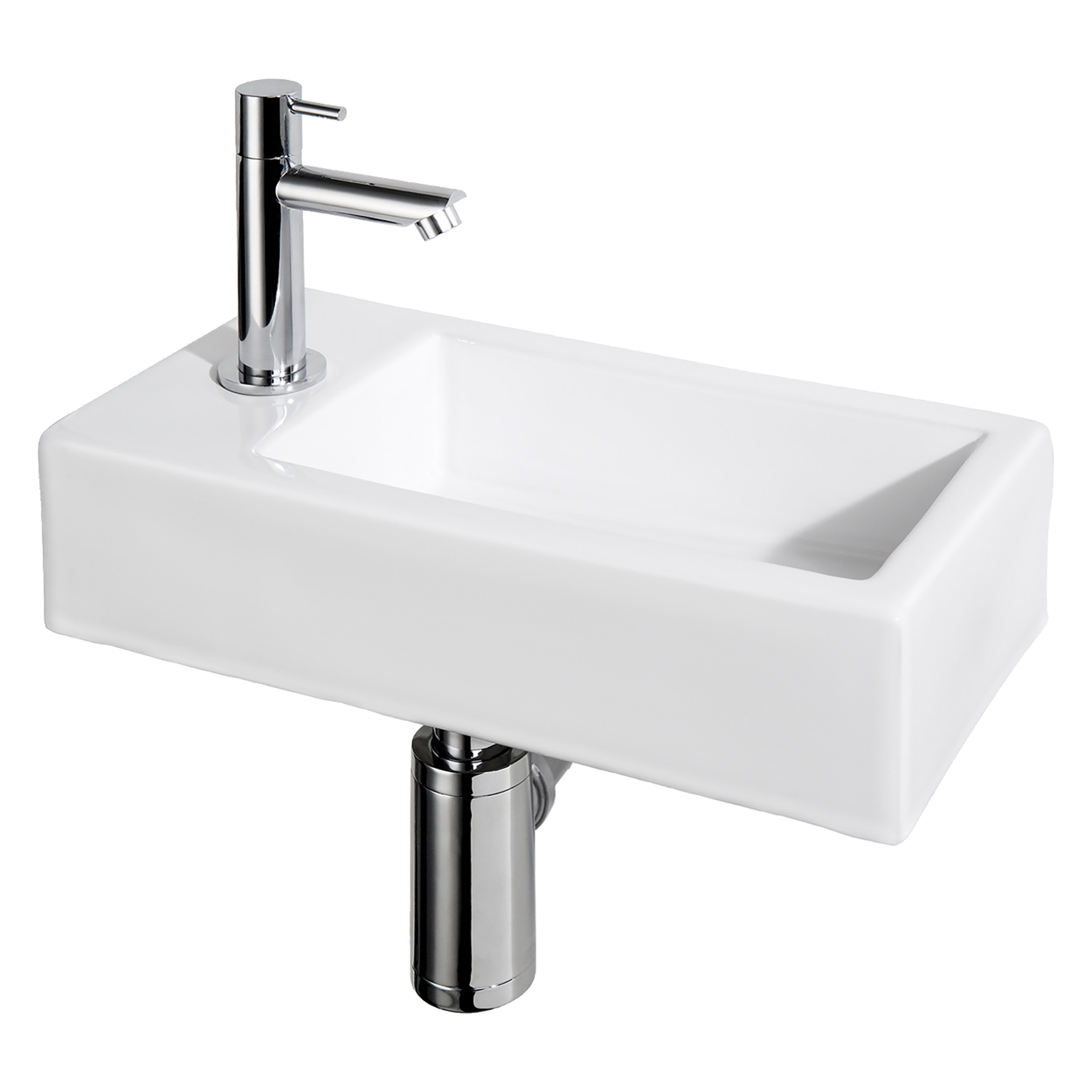 38.010.12 Differnz Helios fonteinset links - rechthoekig wit 37.5 x 18.5 x 9.5 cm (tolerantie: +/- 5mm)