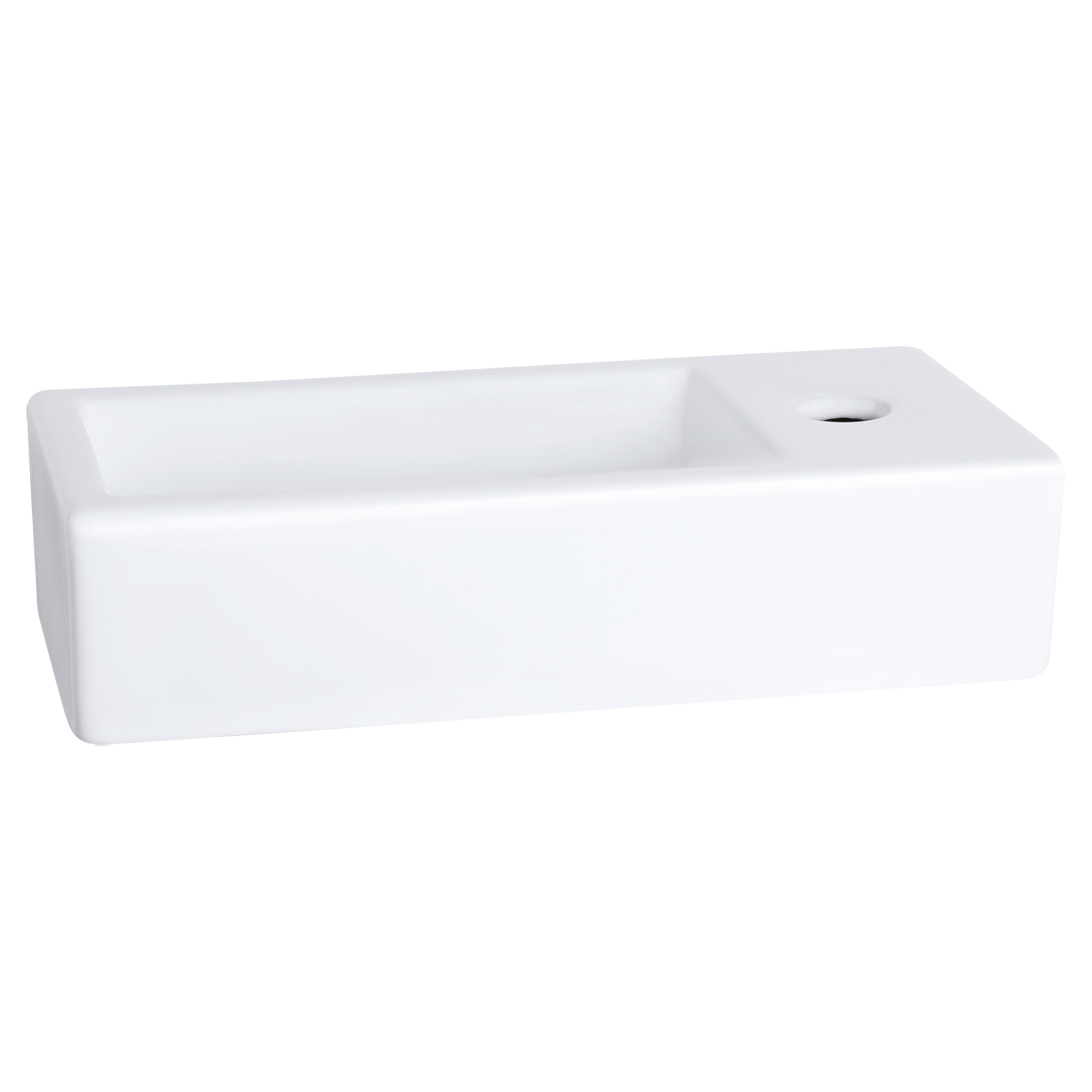 38.010.70 Differnz Helios fontein keramiek - rechts wit 37.5 x 18.5 x 9 cm (tolerantie: +/- 5mm)