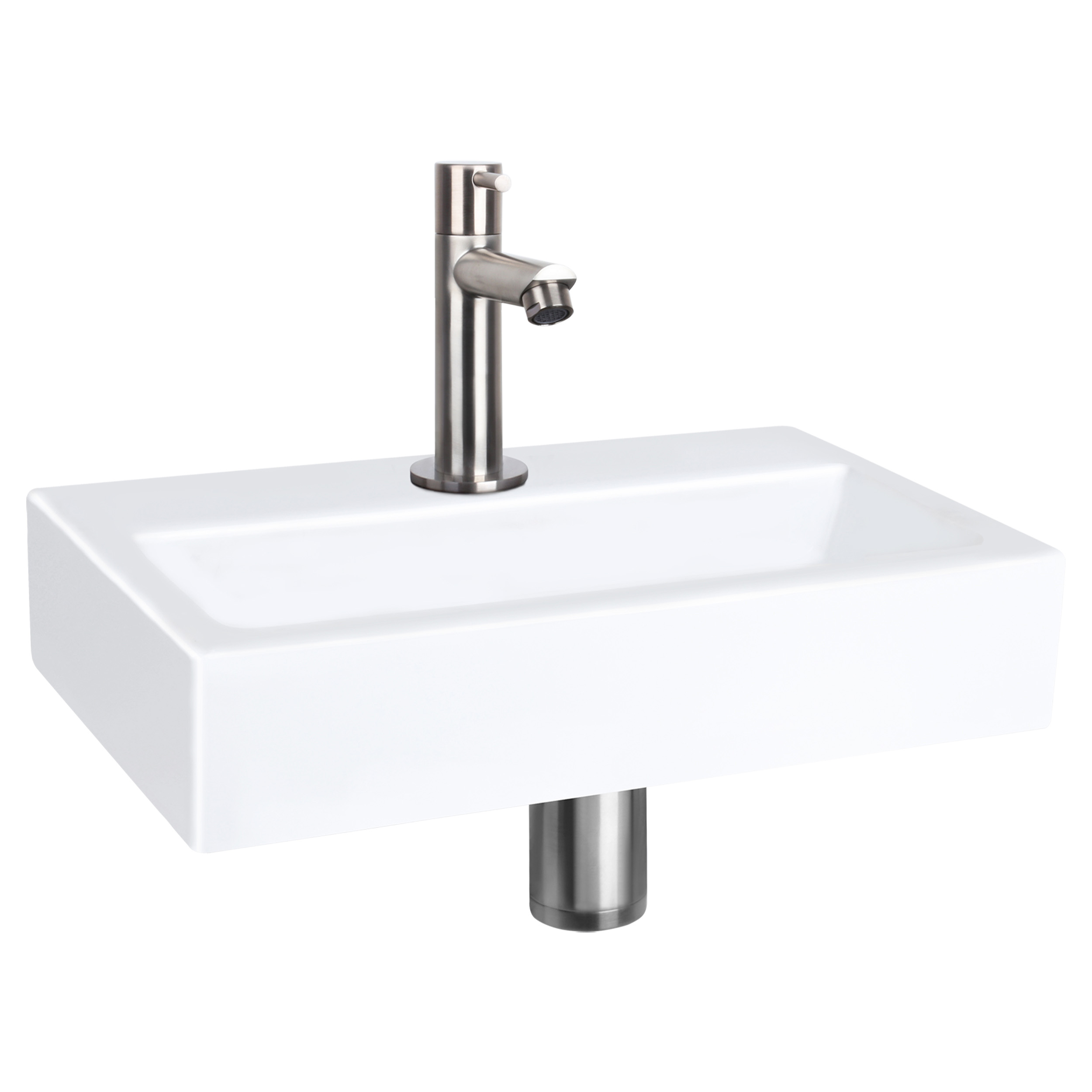 38.400.03 Differnz Flat fonteinset keramiek - kraan recht mat chroom 38 x 24 x 7 cm