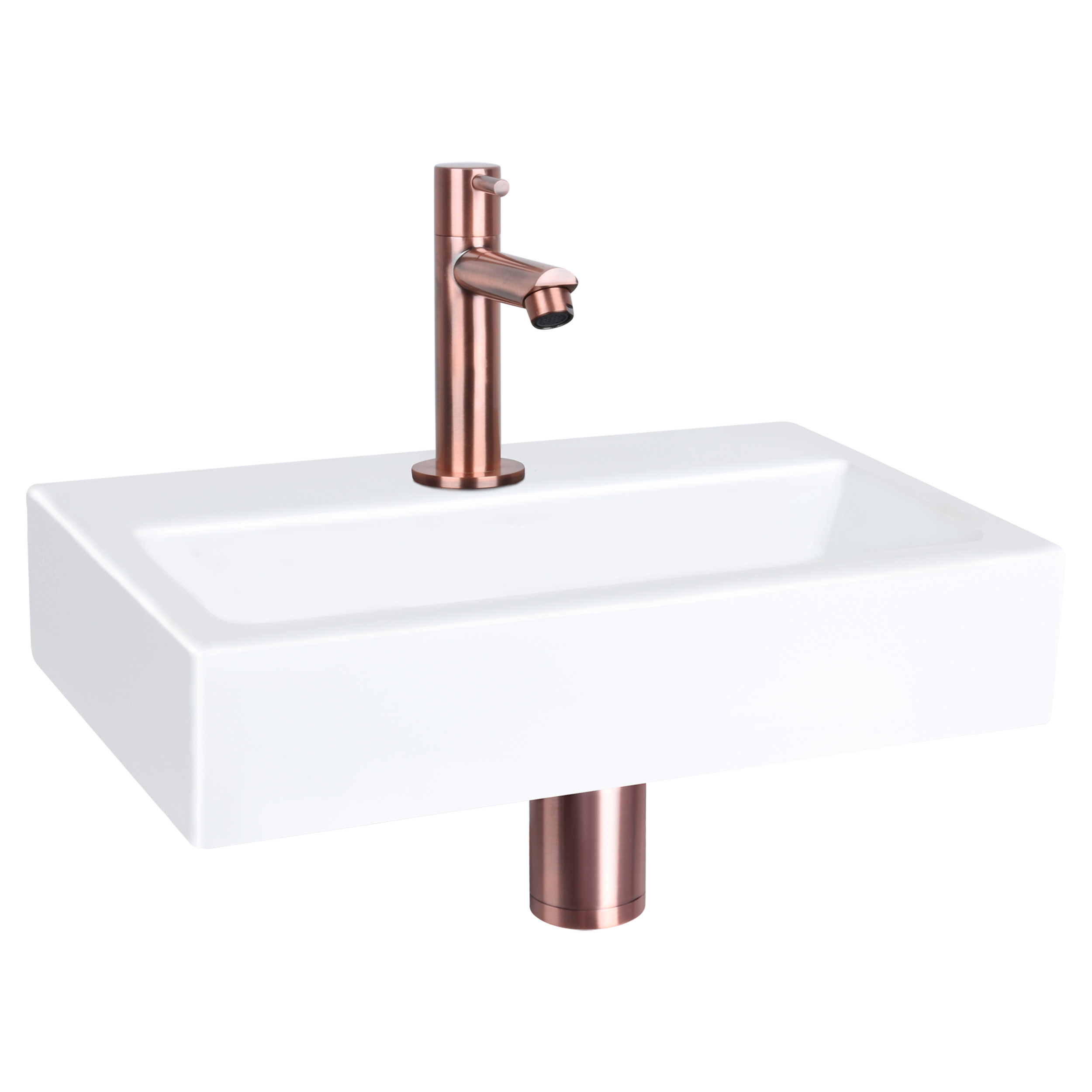 38.400.08 Differnz Flat fonteinset keramiek - kraan recht rood koper 38 x 24 x 7 cm