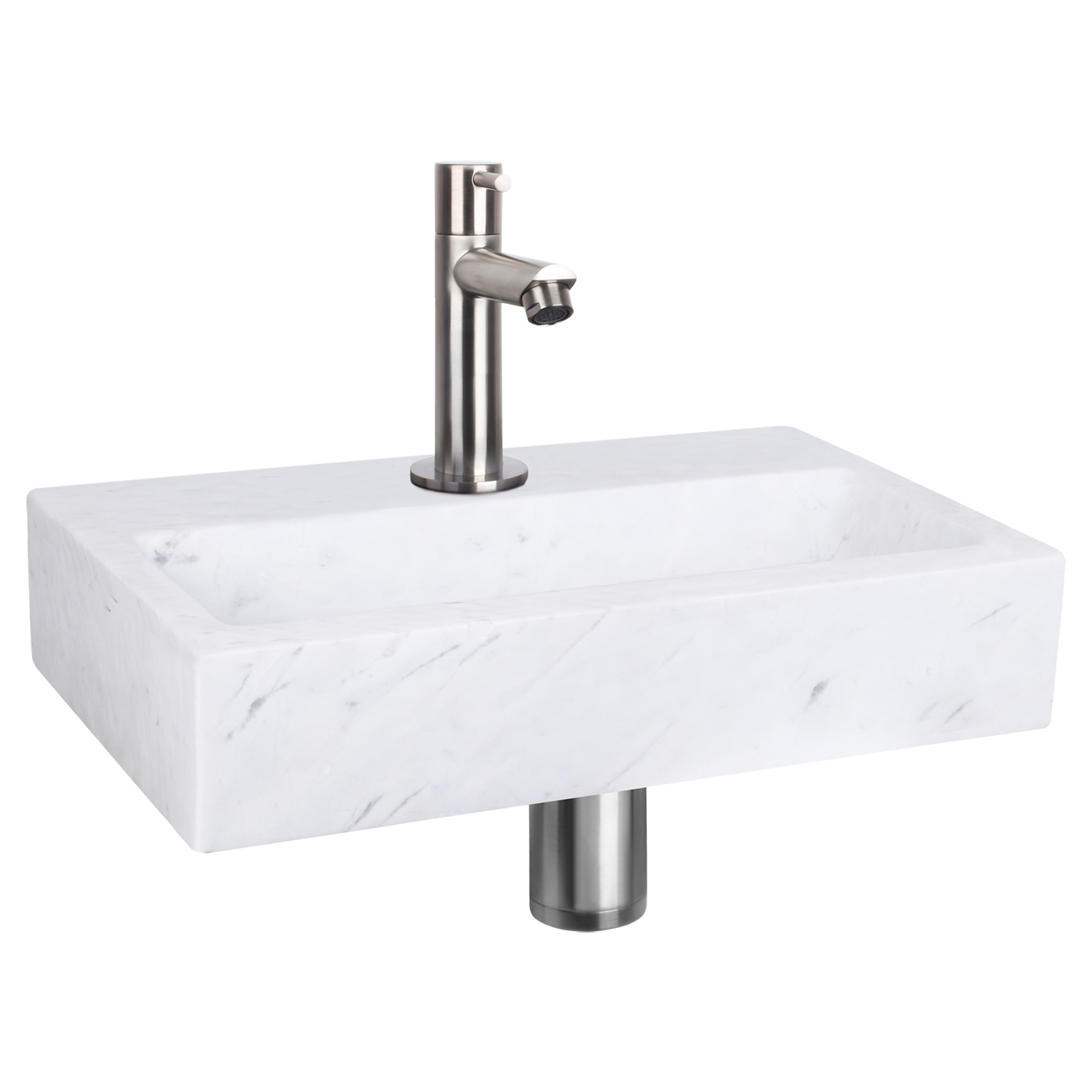 38.400.27 Differnz Flat fonteinset marmer - kraan recht mat chroom 38 x 24 x 8 cm
