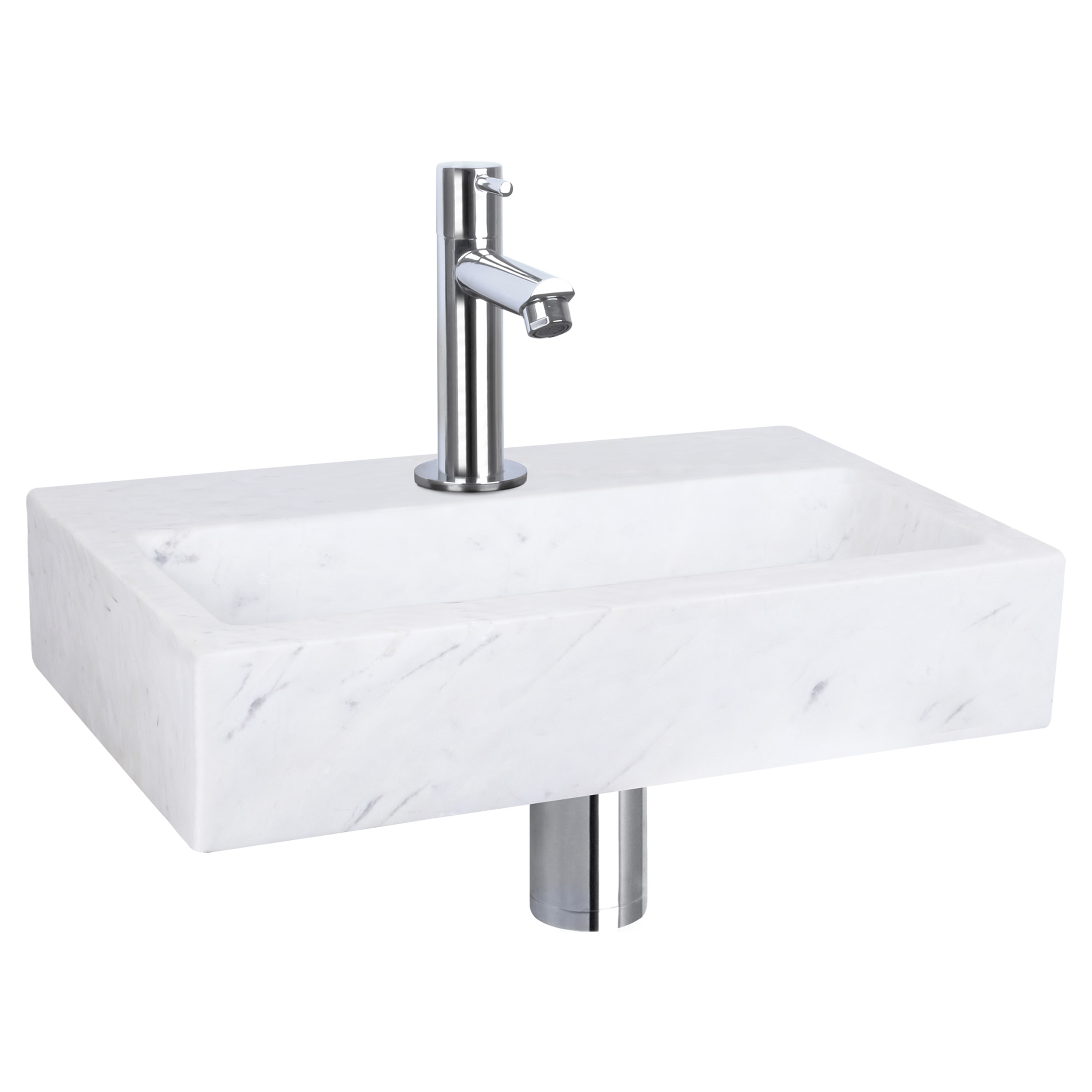 38.400.28 Differnz Flat fonteinset marmer - kraan recht chroom 38 x 24 x 8 cm