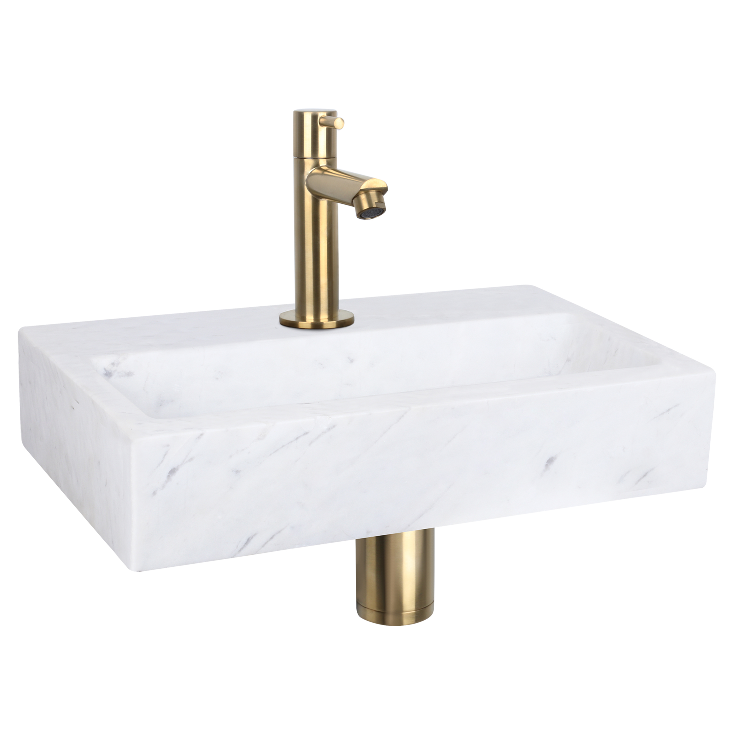 38.400.35 Differnz Flat fonteinset marmer - kraan recht mat goud 38 x 24 x 8 cm
