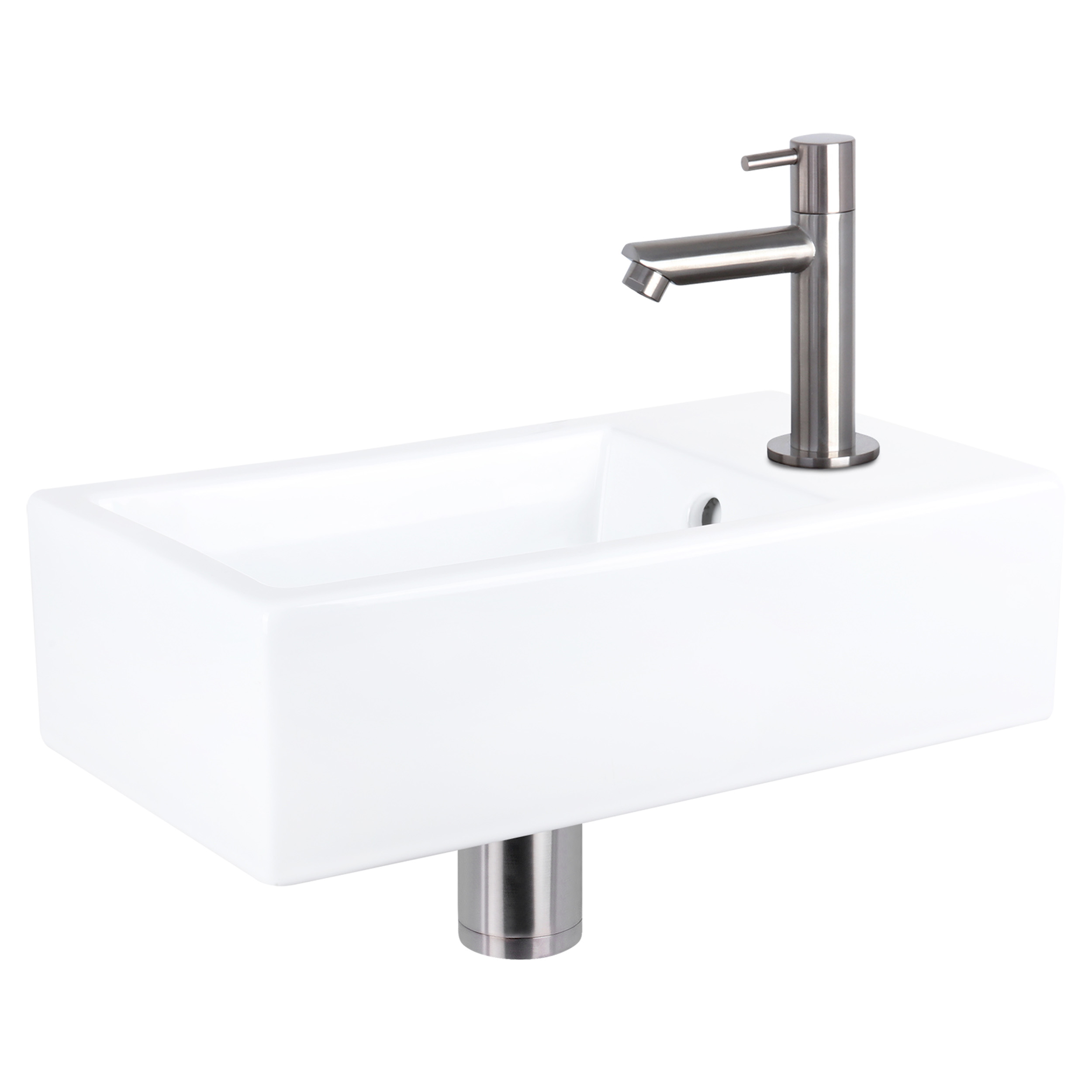 38.400.51 Differnz Force fonteinset keramiek - kraan recht mat chroom 40 x 22 x 11.5 cm