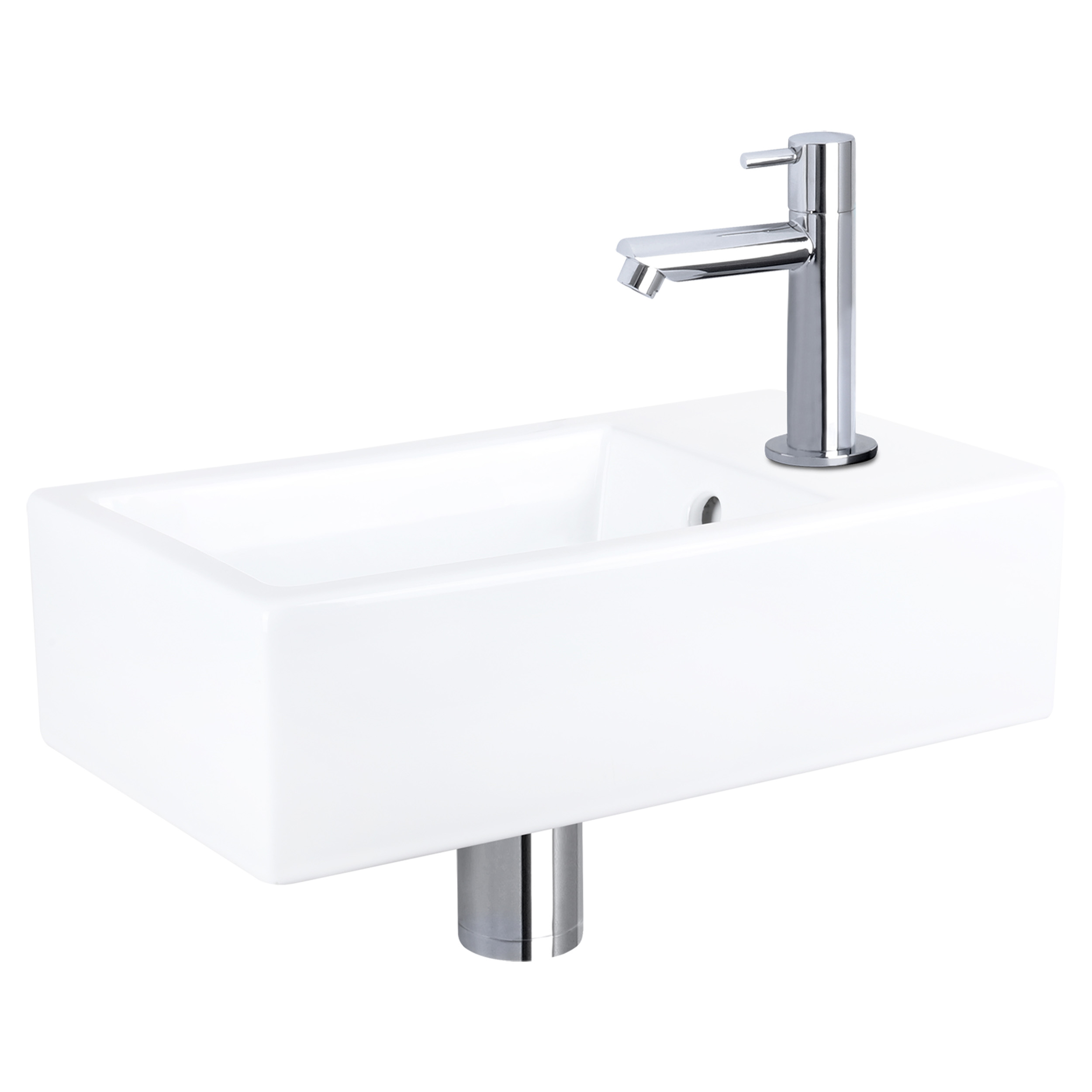 38.400.52 Differnz Force fonteinset keramiek - kraan recht chroom 40 x 22 x 11.5 cm
