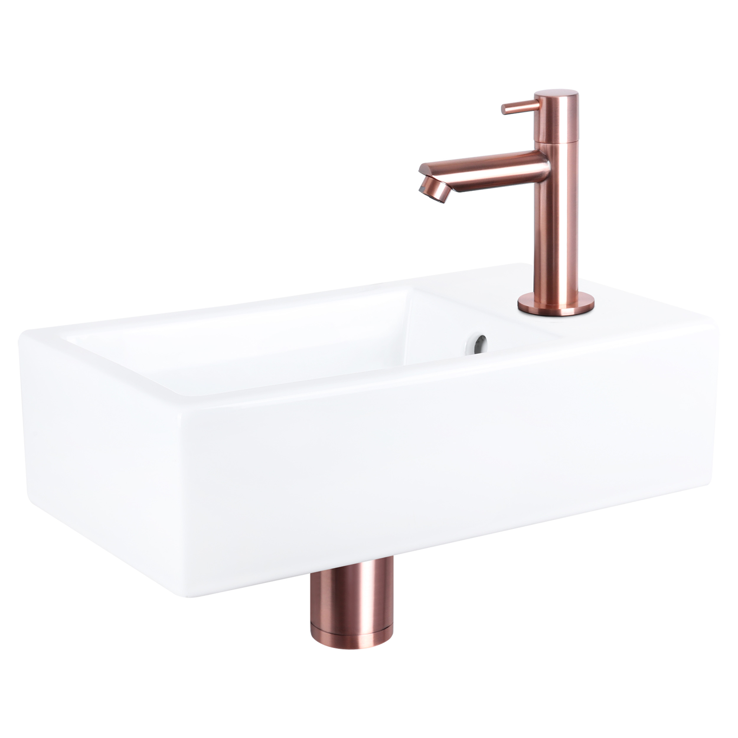 38.400.56 Differnz Force fonteinset keramiek - kraan recht rood koper 40 x 22 x 11.5 cm