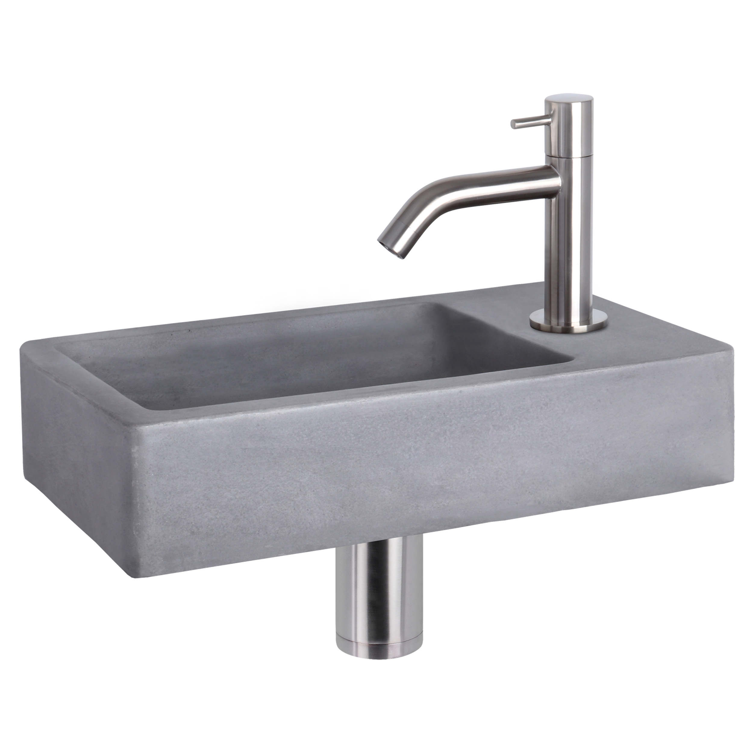 38.400.62 Differnz Force fonteinset beton donkergrijs - kraan gebogen mat chroom 40 x 22 x 8 cm