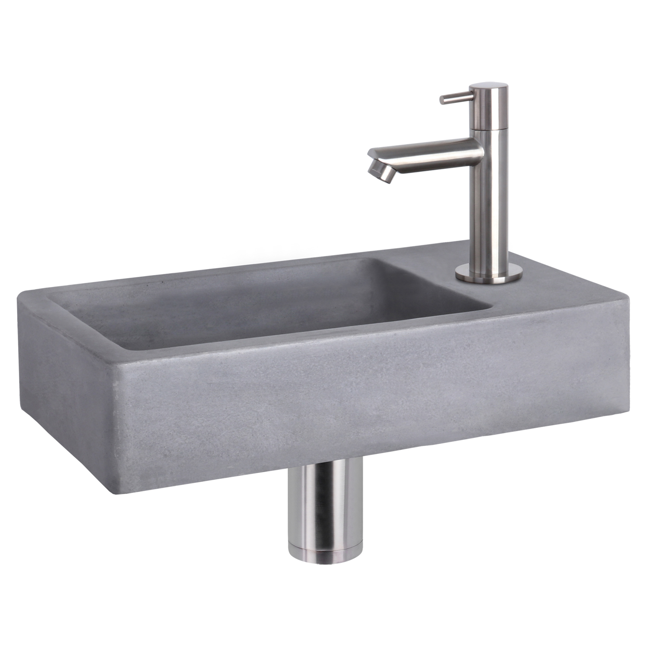 38.400.63 Differnz Force fonteinset beton donkergrijs - kraan recht mat chroom 40 x 22 x 8 cm