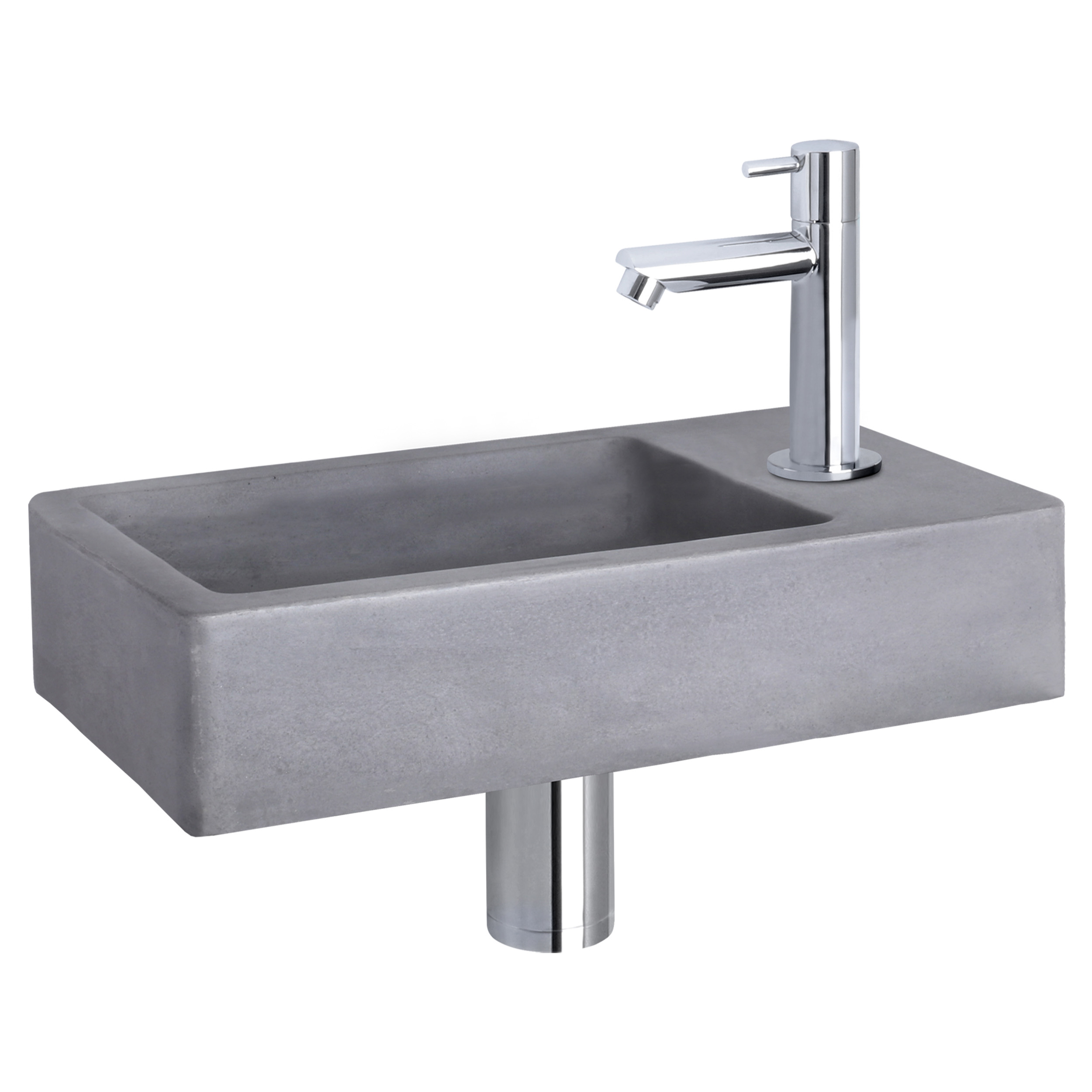 38.400.64 Differnz Force fonteinset beton donkergrijs - kraan recht chroom 40 x 22 x 8 cm