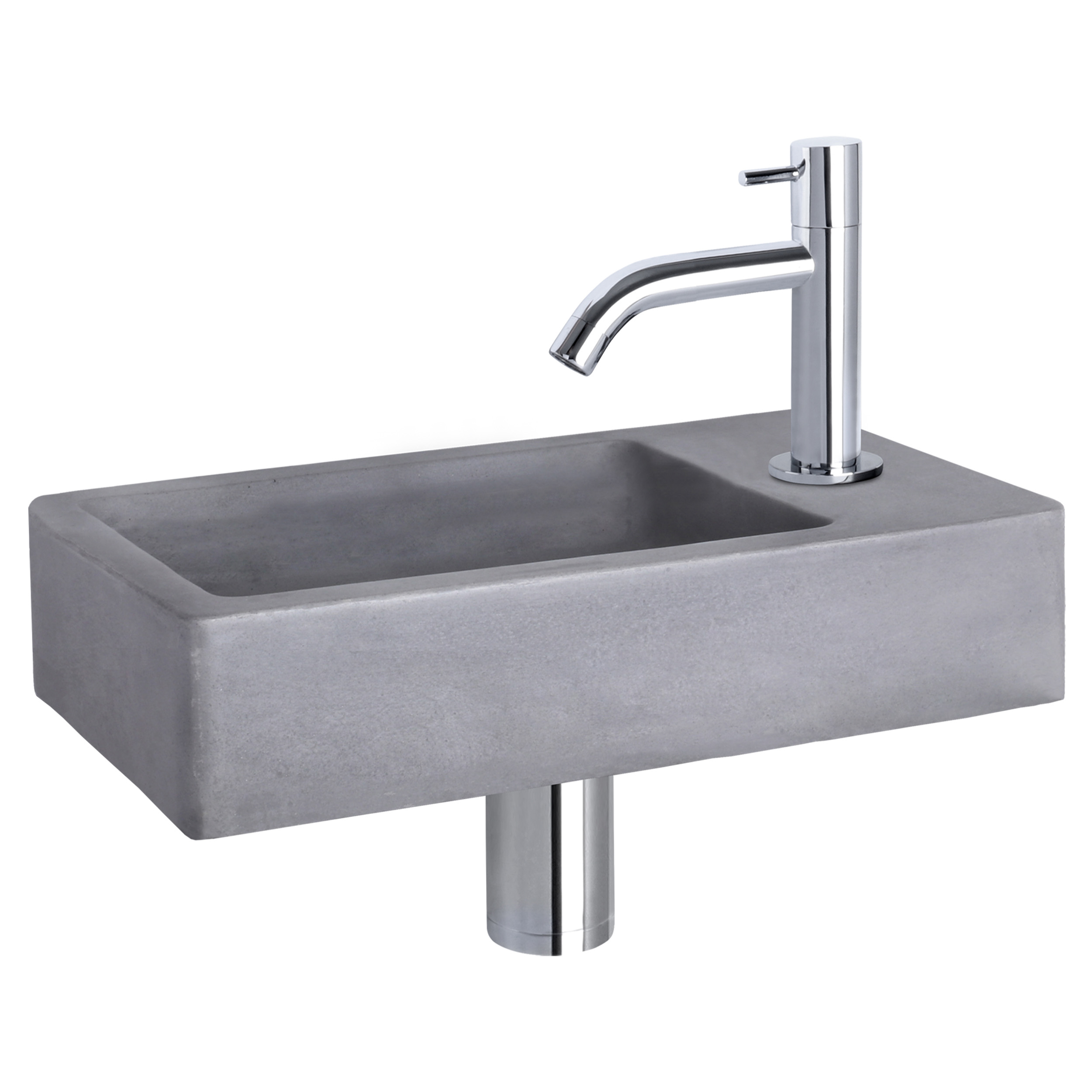 38.400.65 Differnz Force fonteinset beton donkergrijs - kraan gebogen chroom 40 x 22 x 8 cm