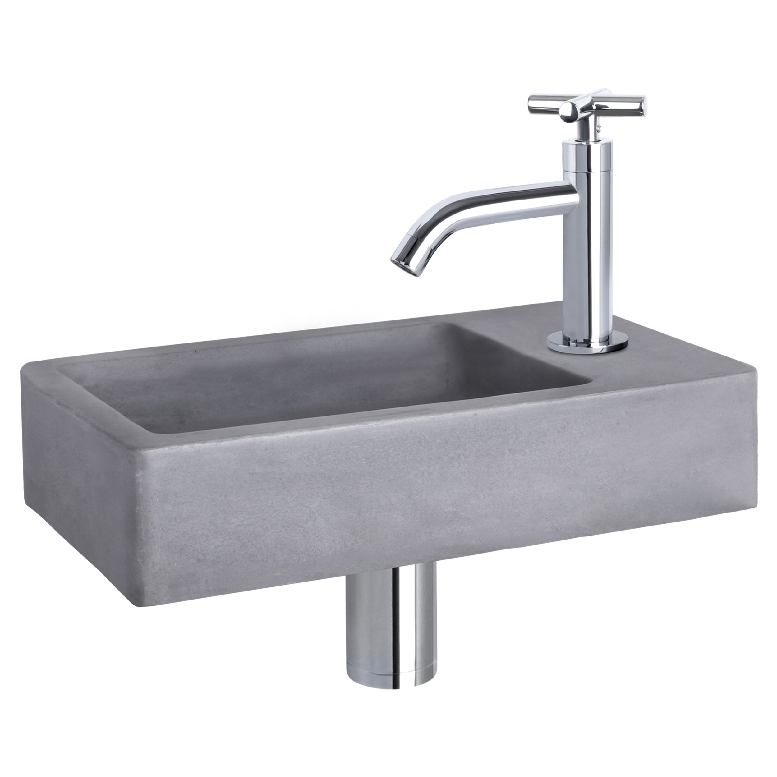 38.400.66 Differnz Force fonteinset beton donkergrijs - kraan kruis chroom 40 x 22 x 8 cm