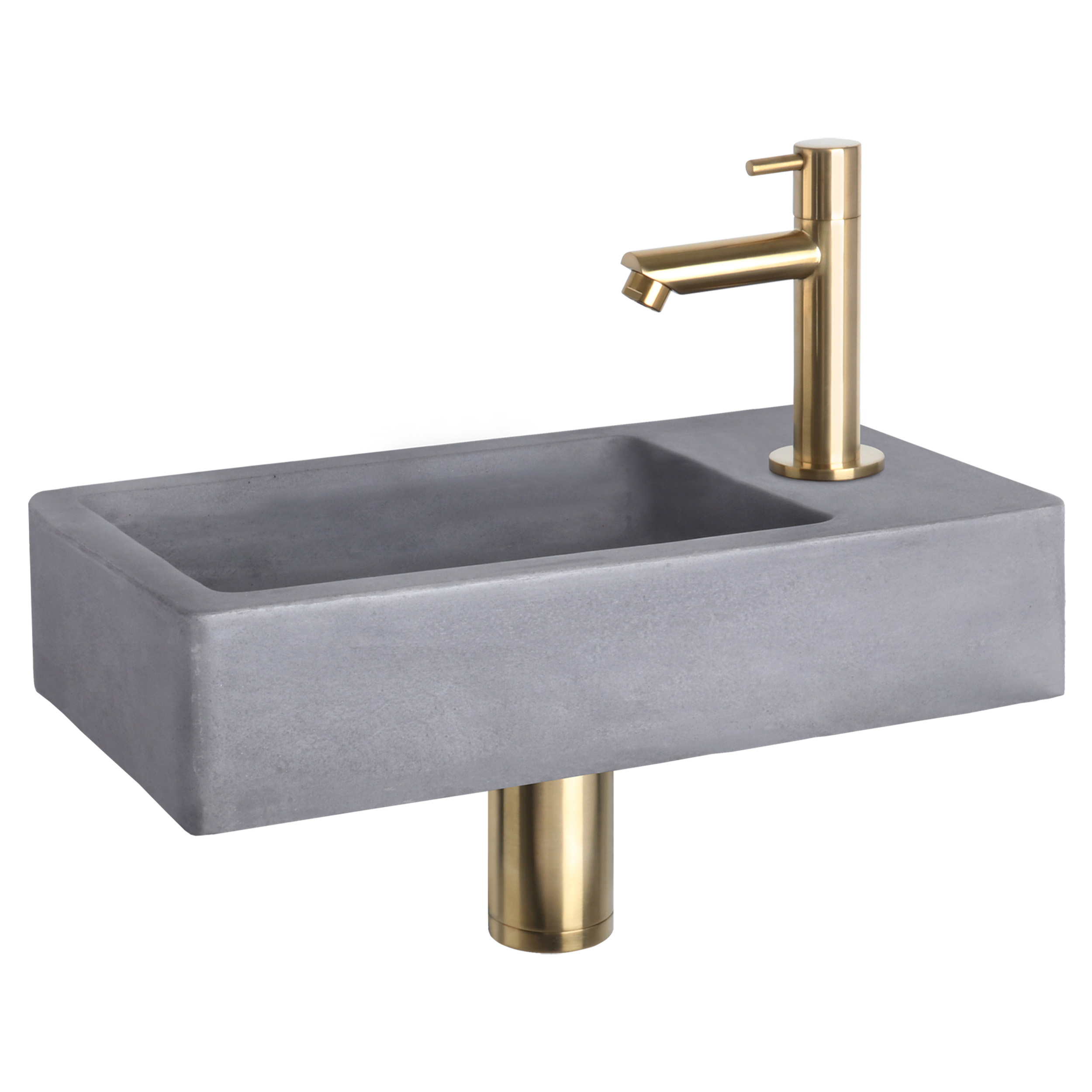 38.400.71 Differnz Force fonteinset beton donkergrijs - kraan recht mat goud 40 x 22 x 8 cm