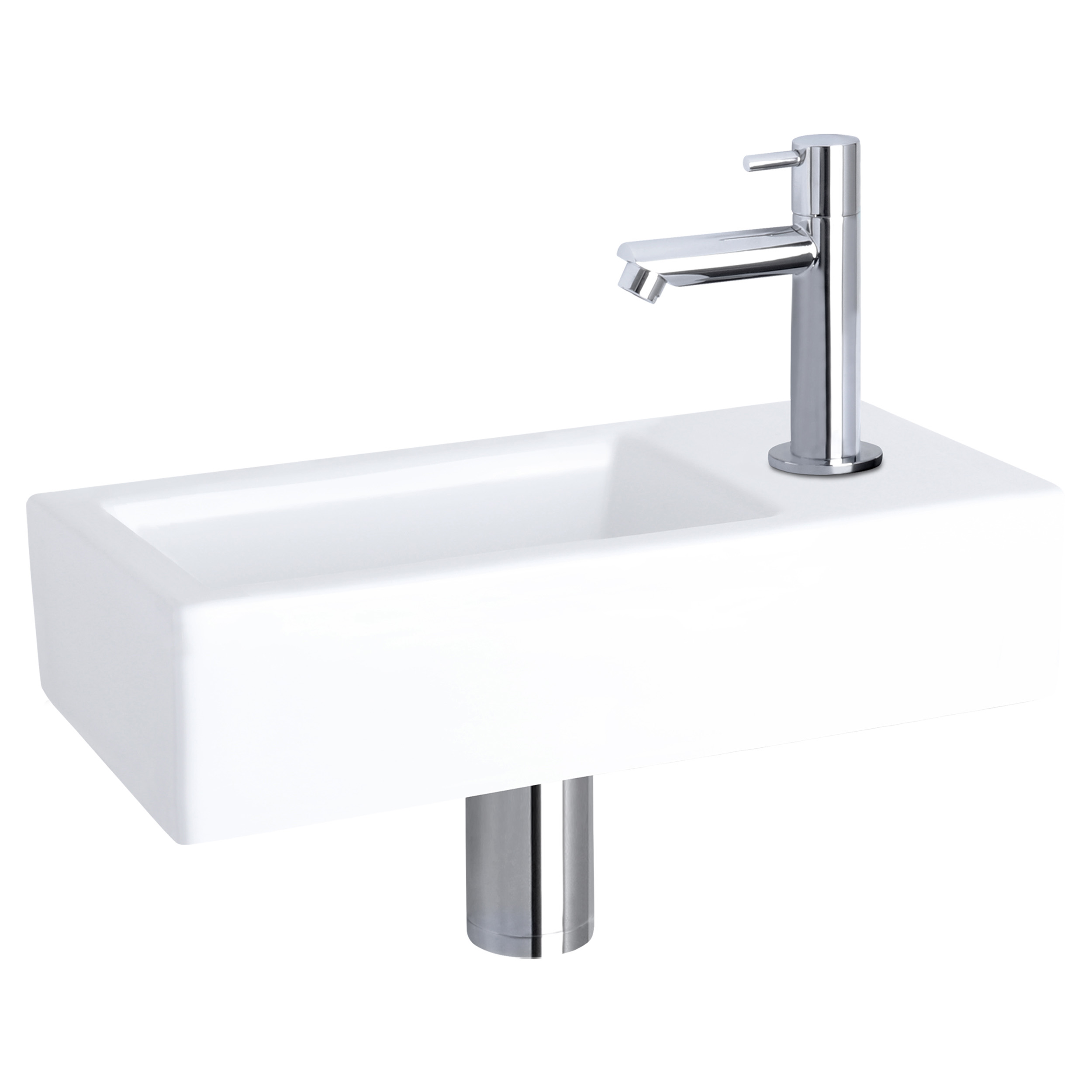 38.400.76 Differnz Ravo fonteinset keramiek - kraan recht chroom 38.5 x 18.5 x 9 cm