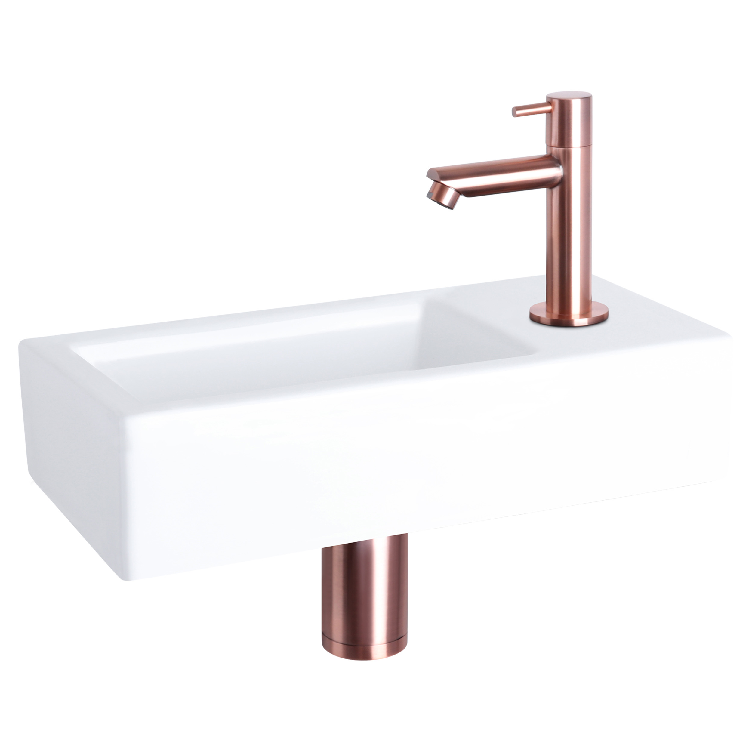 38.400.80 Differnz Ravo fonteinset keramiek - kraan recht rood koper 38.5 x 18.5 x 9 cm
