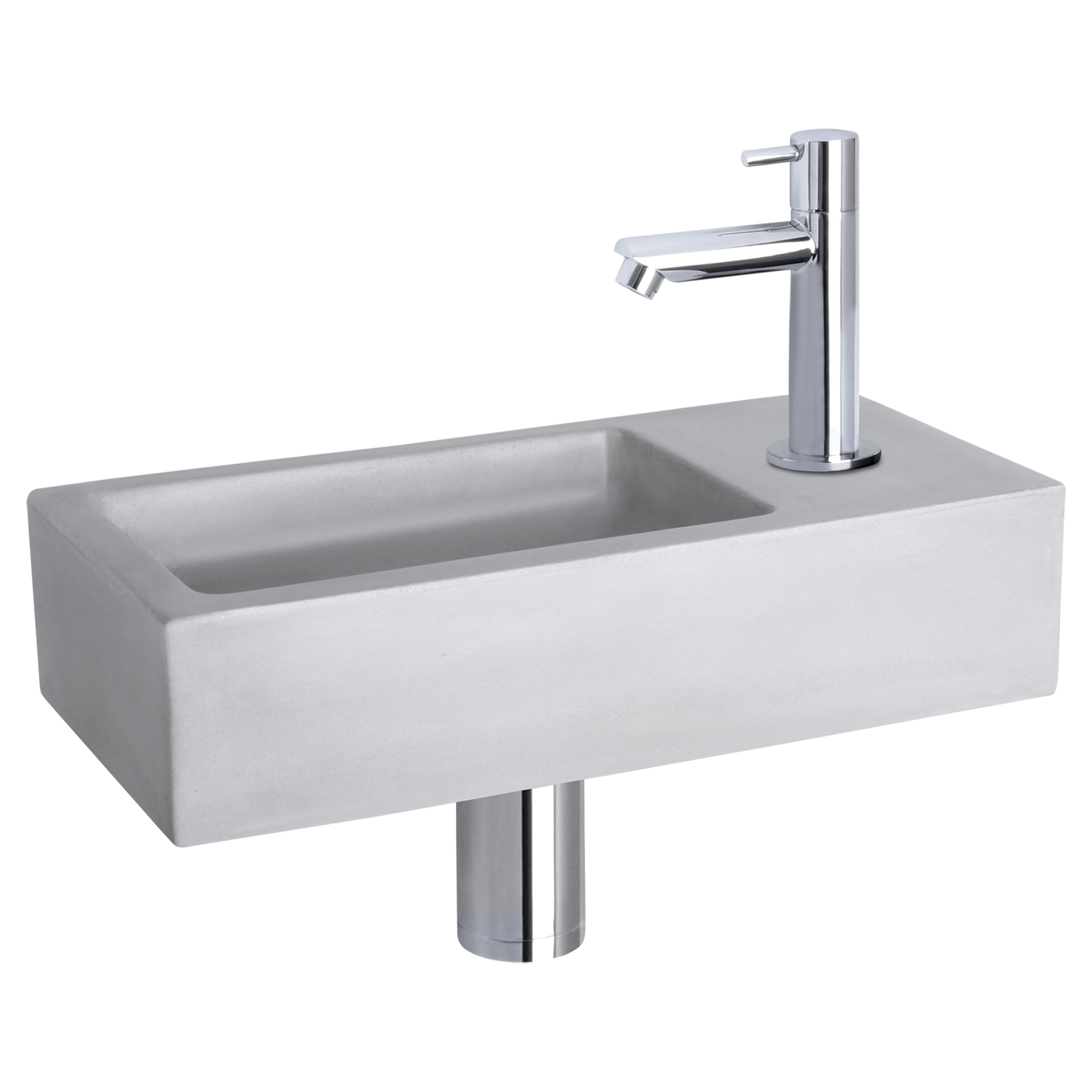 38.400.88 Differnz Ravo fonteinset beton lichtgrijs - kraan recht chroom 38.5 x 18.5 x 9 cm