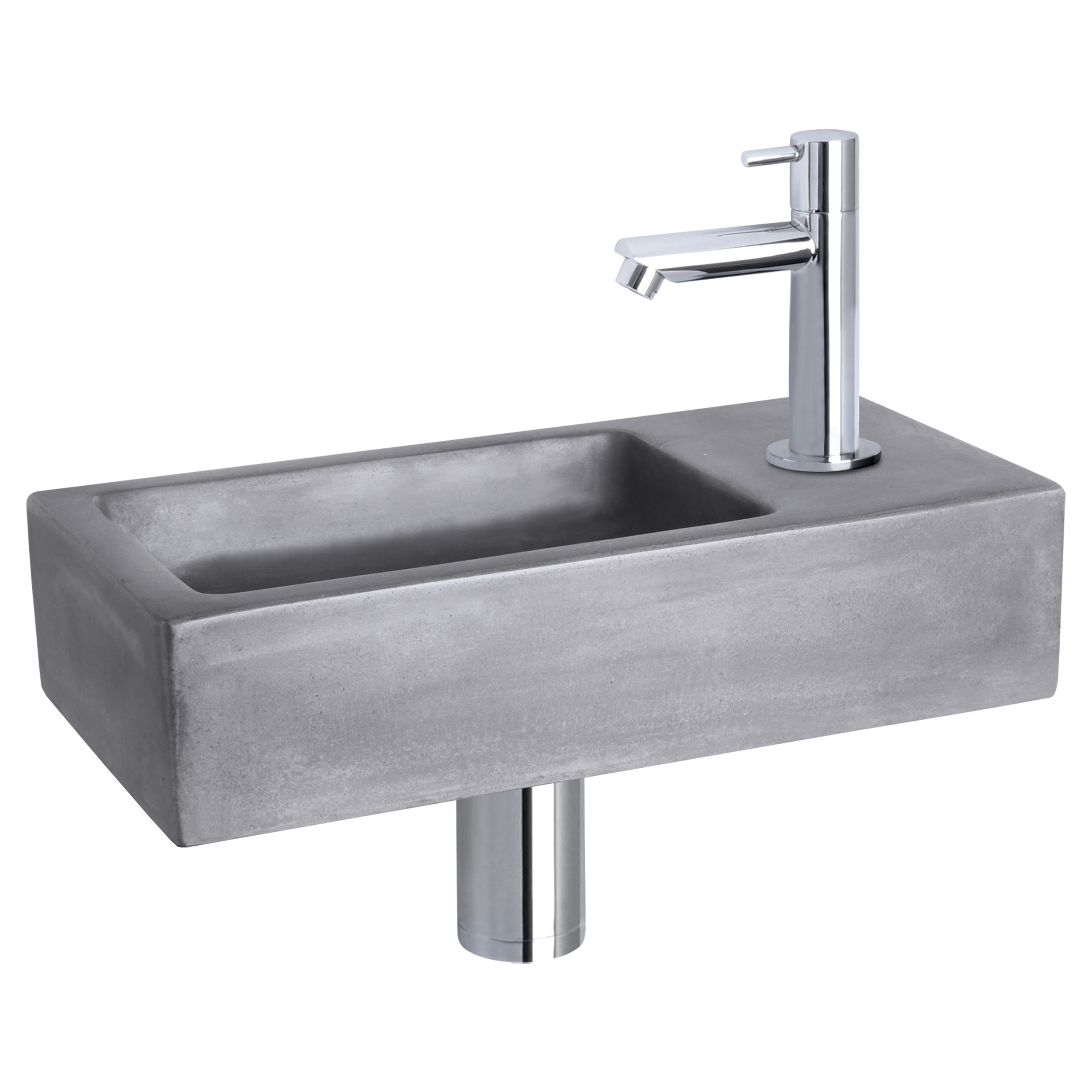 38.401.00 Differnz Ravo fonteinset beton donkergrijs - kraan recht chroom 38.5 x 18.5 x 9 cm