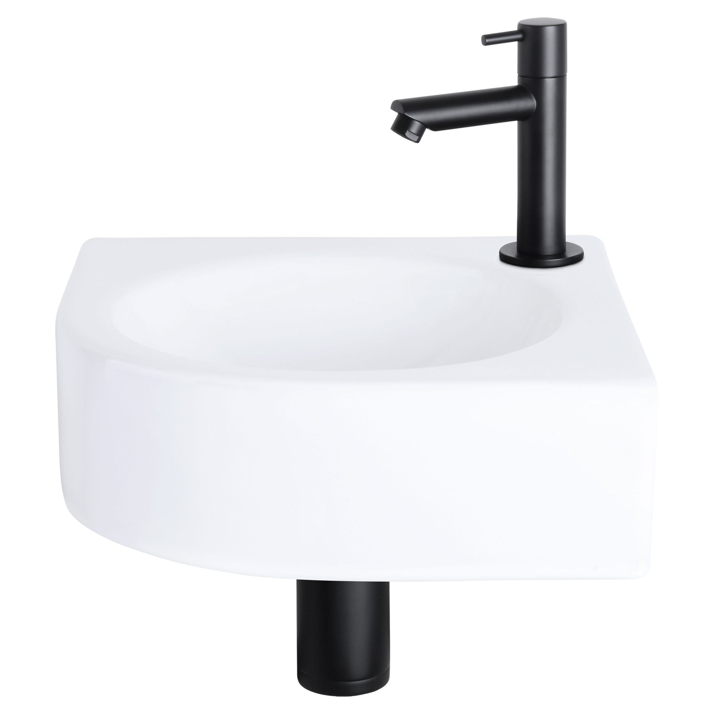 38.401.09 Differnz Cleo fonteinset keramiek - kraan recht mat zwart 30 x 30 x 10 cm