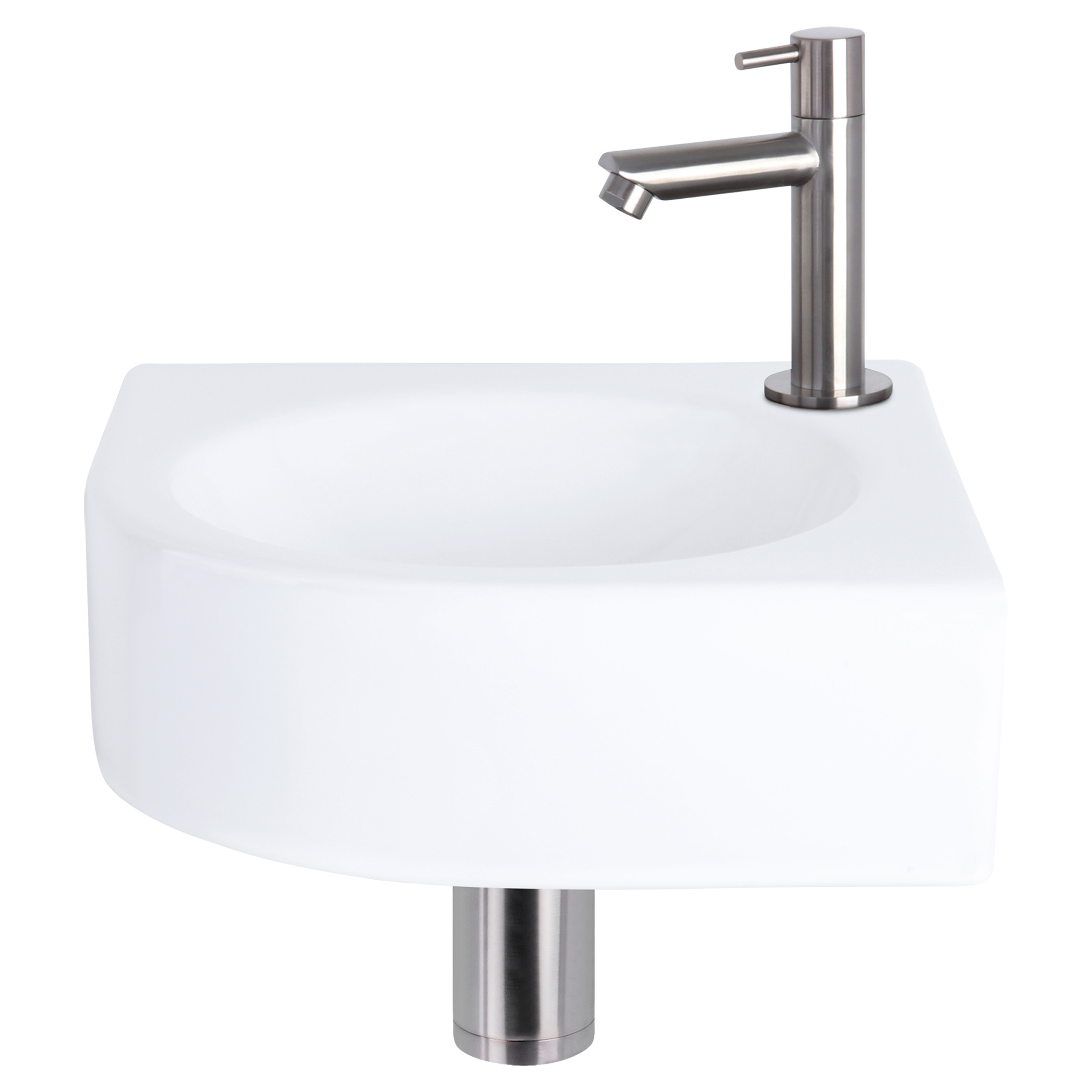 38.401.11 Differnz Cleo fonteinset keramiek - kraan recht mat chroom 30 x 30 x 10 cm