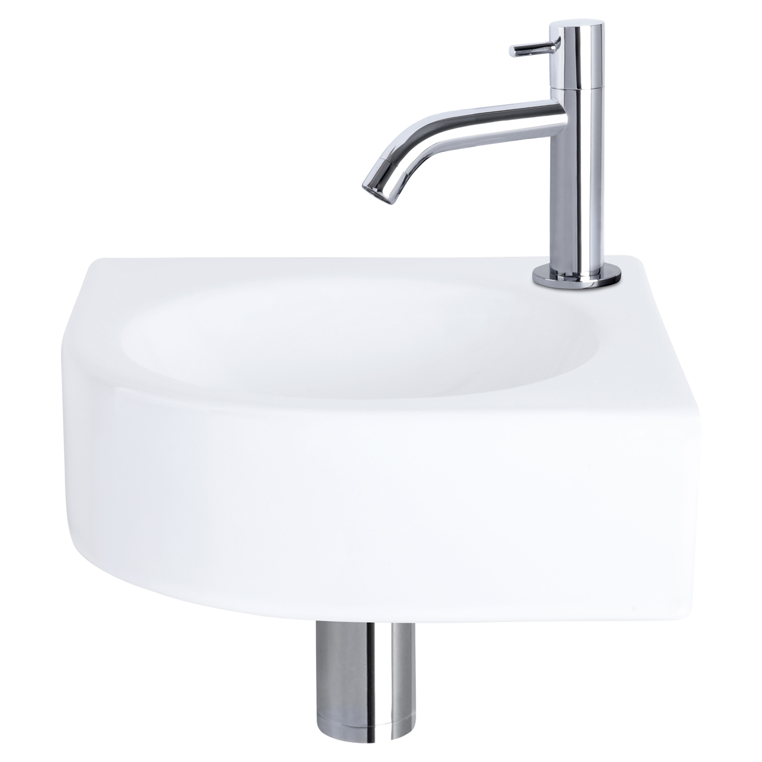 38.401.13 Differnz Cleo fonteinset keramiek - kraan gebogen chroom 30 x 30 x 10 cm