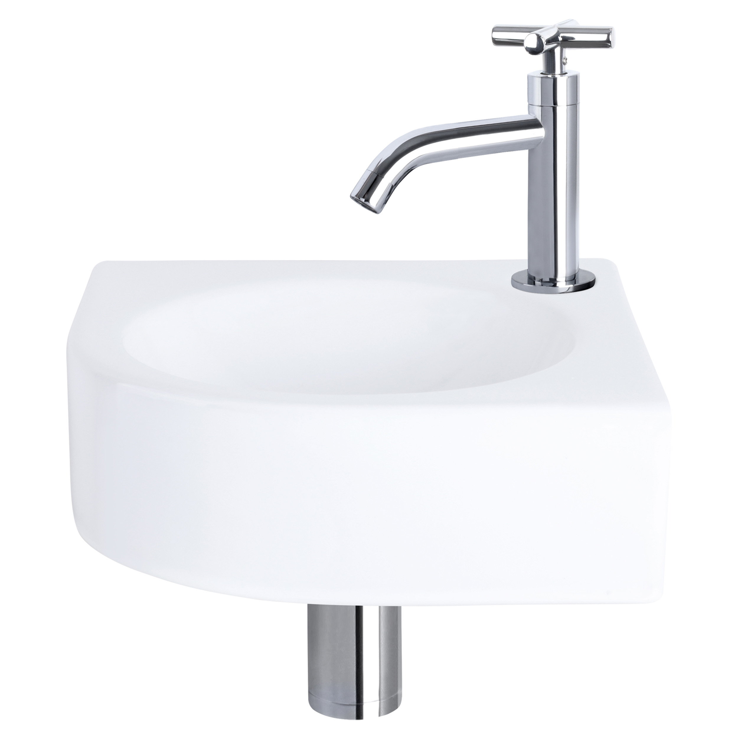 38.401.14 Differnz Cleo fonteinset keramiek - kraan kruis chroom 30 x 30 x 10 cm