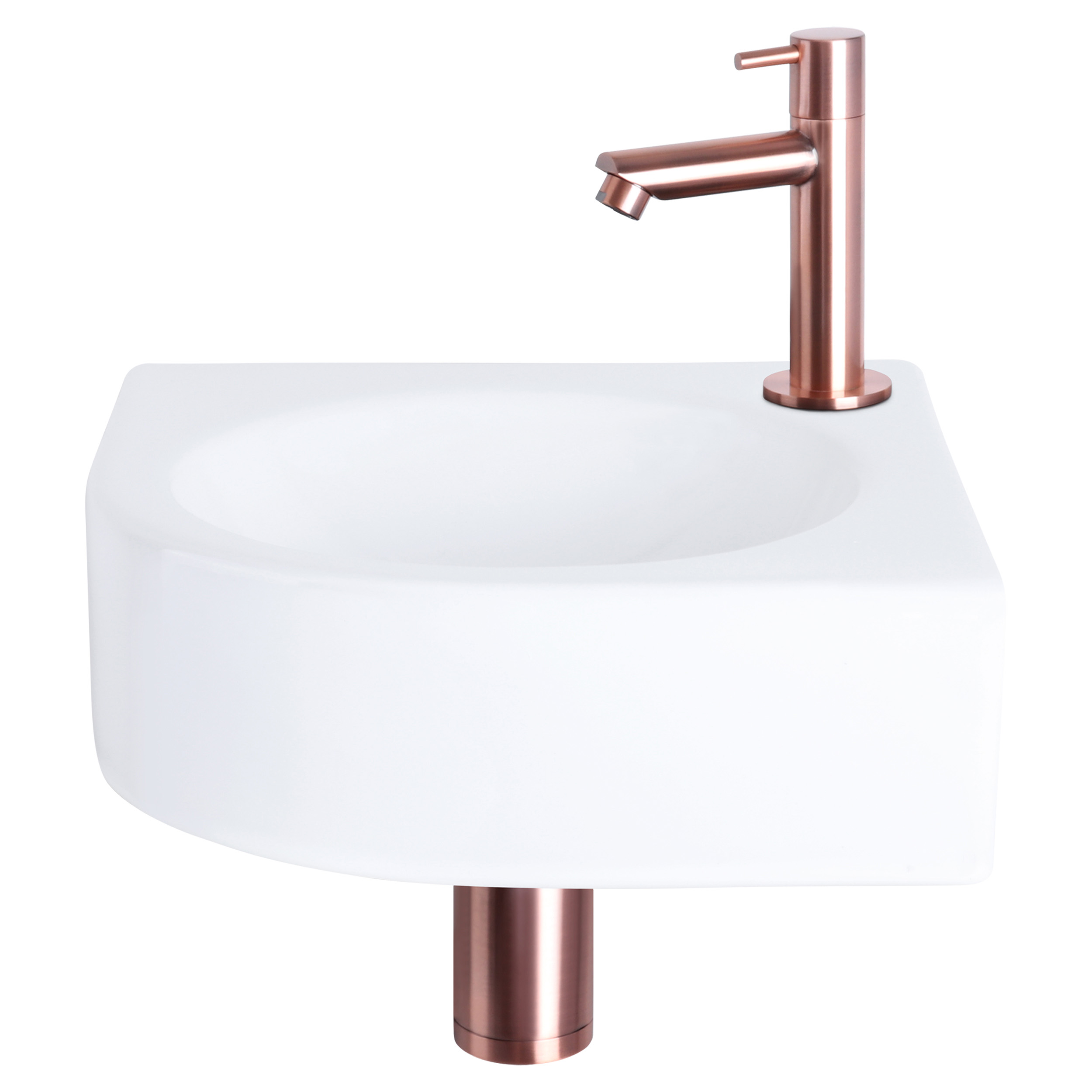 38.401.16 Differnz Cleo fonteinset keramiek - kraan recht rood koper 30 x 30 x 10 cm
