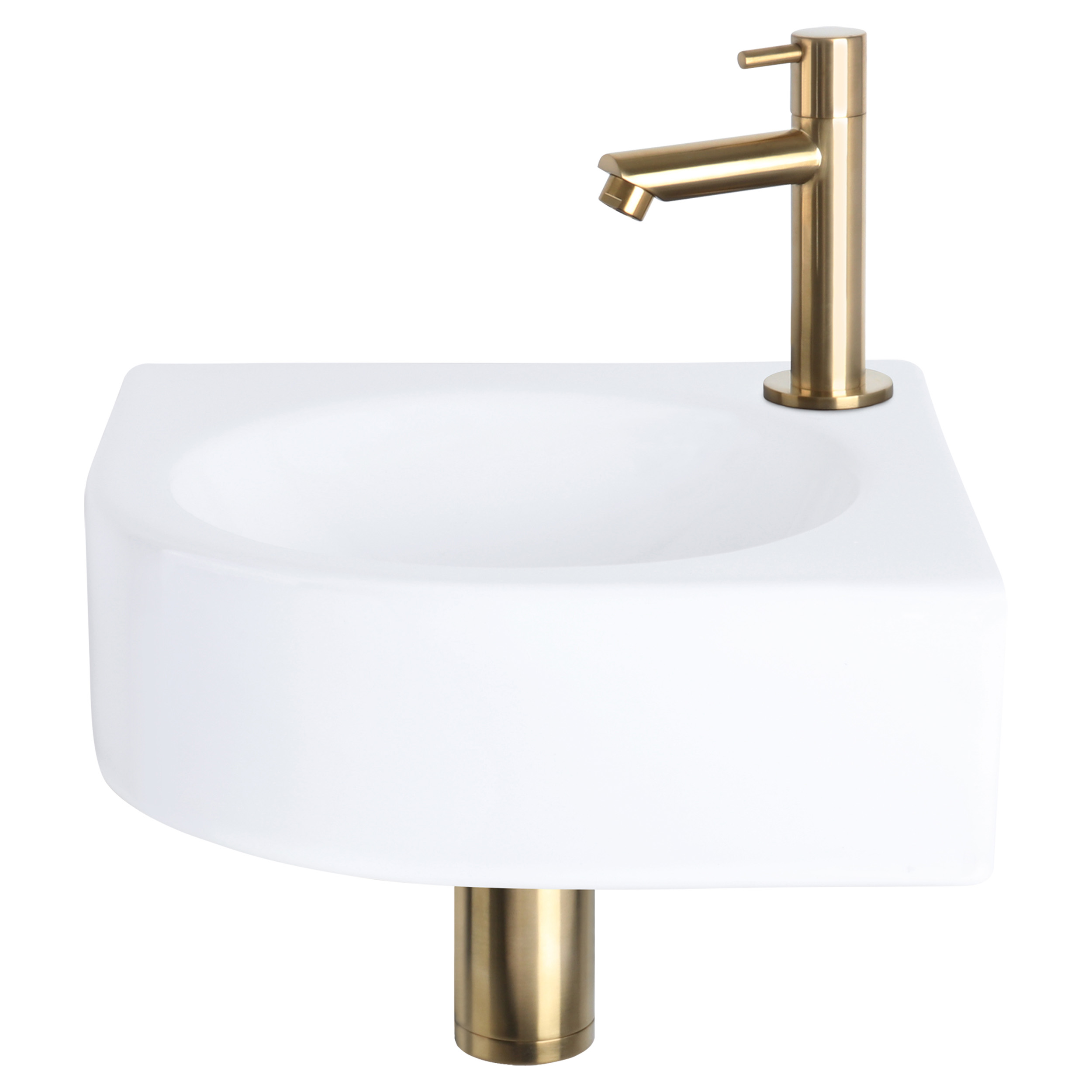 38.401.19 Differnz Cleo fonteinset keramiek - kraan recht mat goud 30 x 30 x 10 cm
