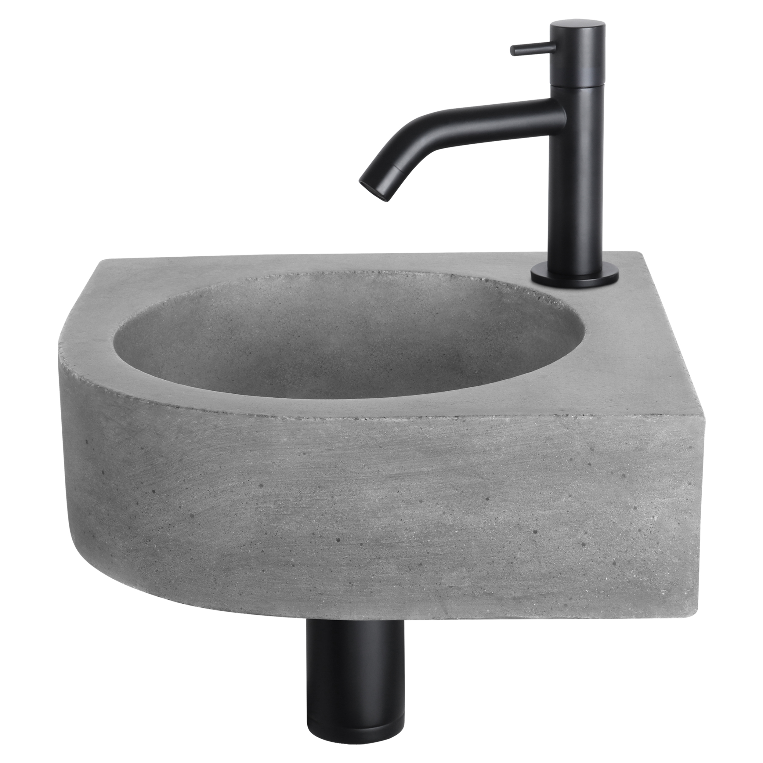 38.401.20 Differnz Cleo fonteinset beton donkergrijs - kraan gebogen mat zwart 31.5 x 31.5 x 10 cm