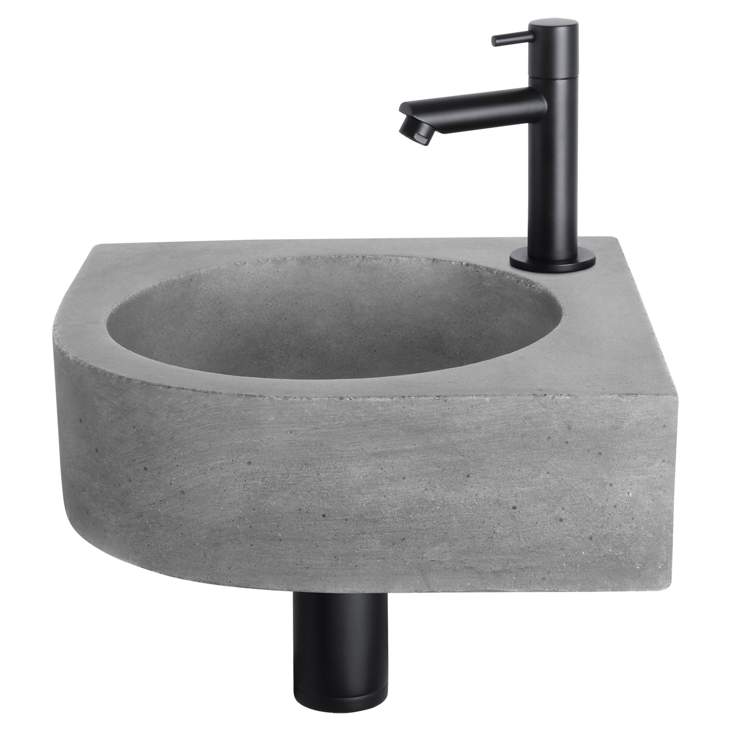 38.401.21 Differnz Cleo fonteinset beton donkergrijs - kraan recht mat zwart 31.5 x 31.5 x 10 cm