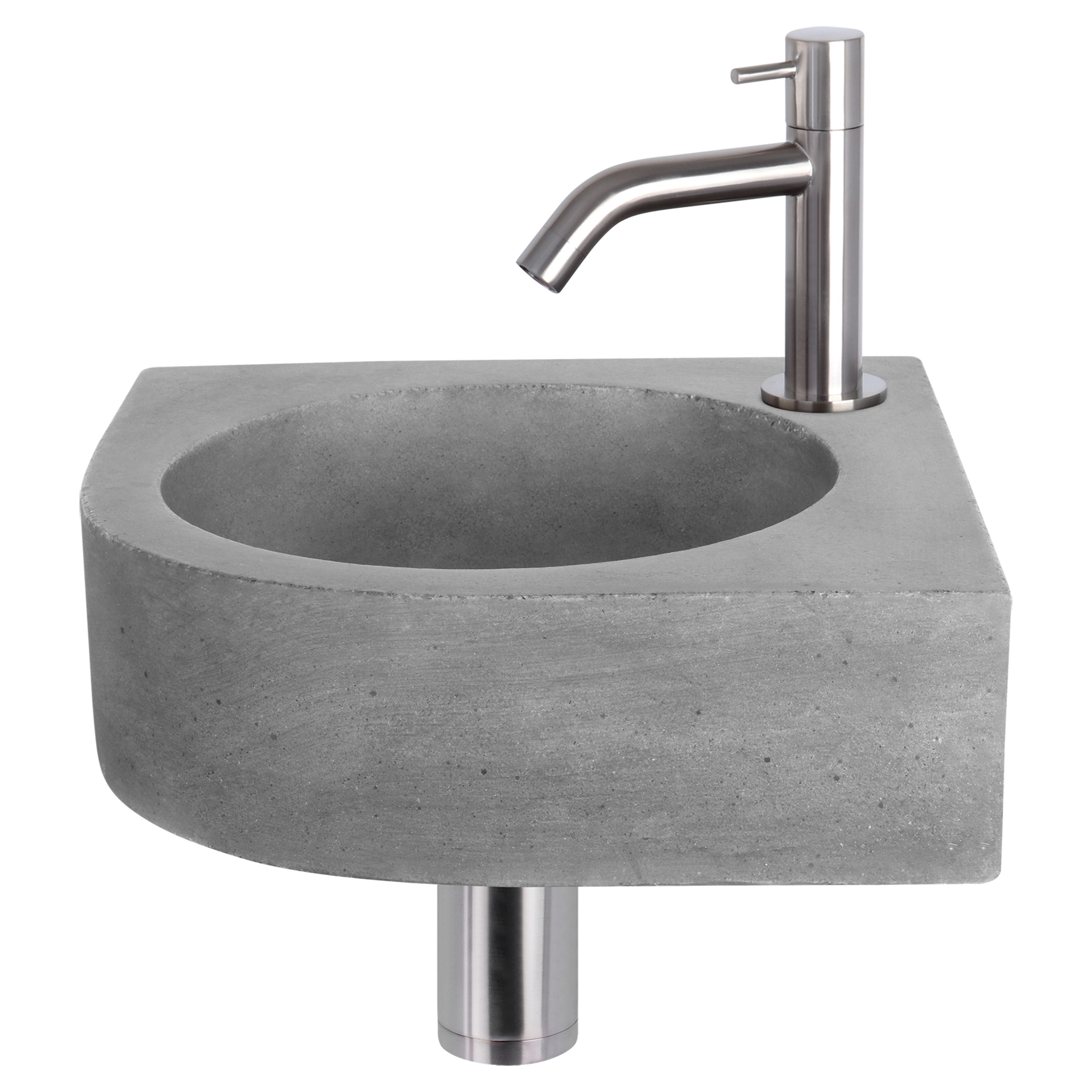 38.401.22 Differnz Cleo fonteinset beton donkergrijs - kraan gebogen mat chroom 31.5 x 31.5 x 10 cm