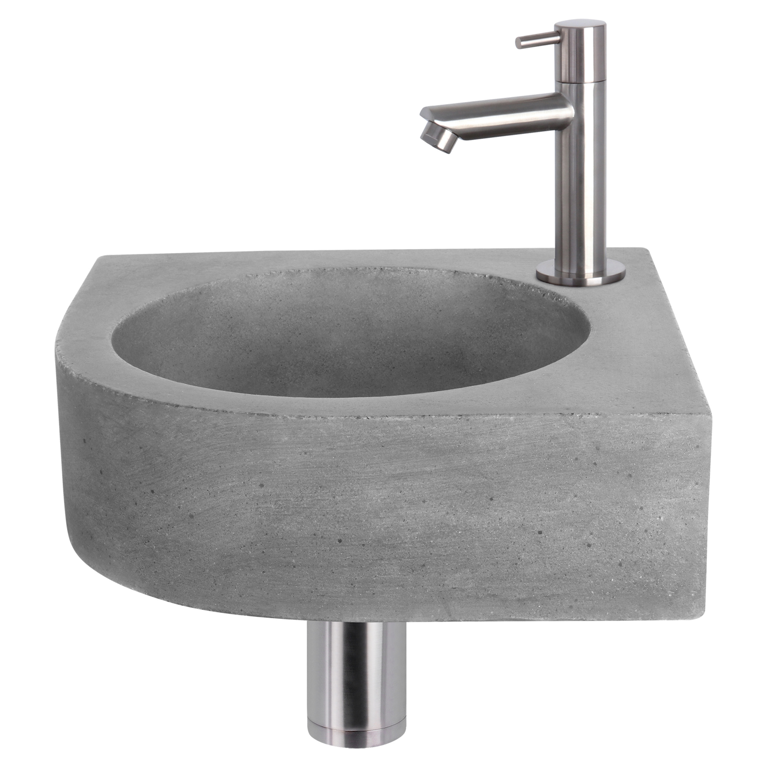 38.401.23 Differnz Cleo fonteinset beton donkergrijs - kraan recht mat chroom 31.5 x 31.5 x 10 cm