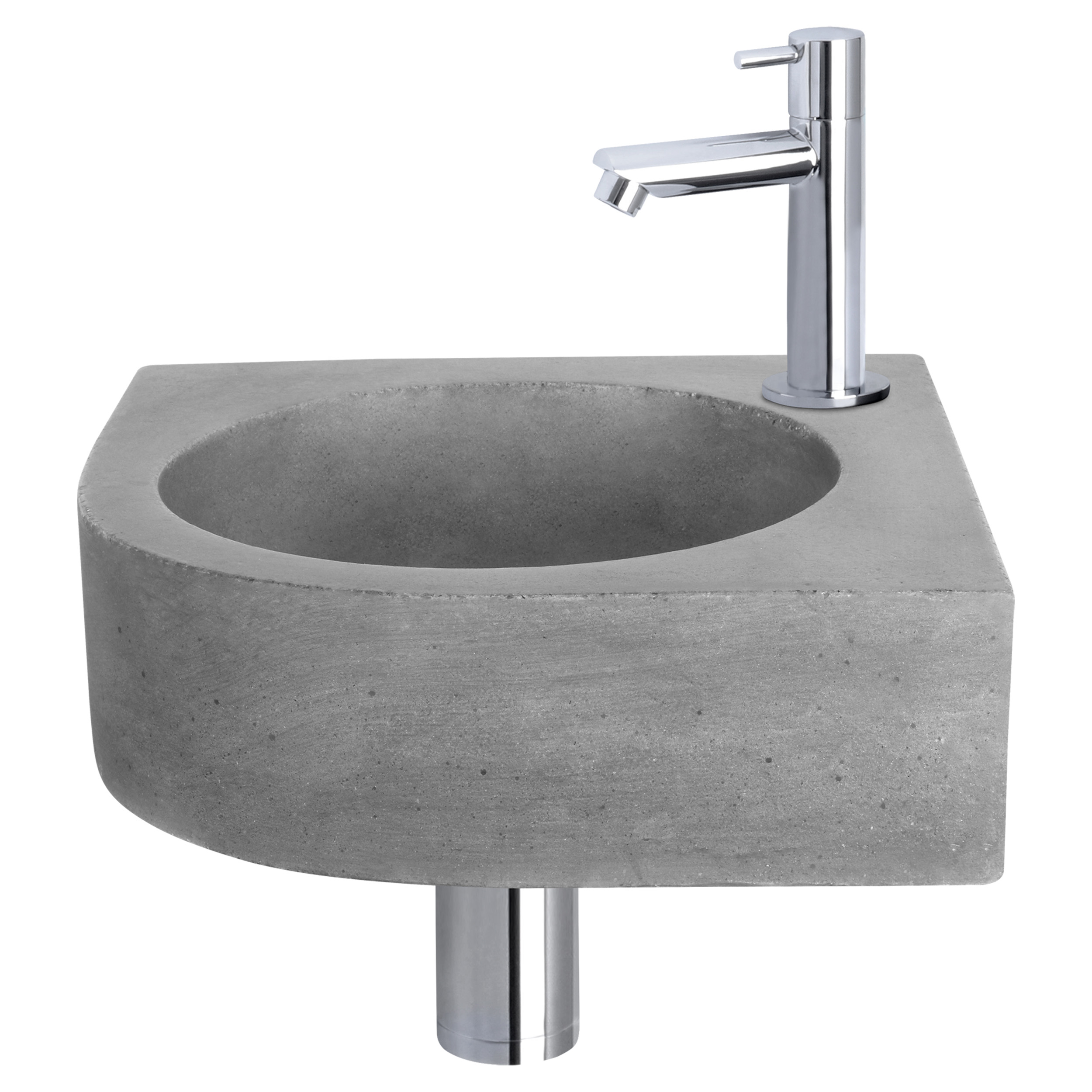 38.401.24 Differnz Cleo fonteinset beton donkergrijs - kraan recht chroom 31.5 x 31.5 x 10 cm