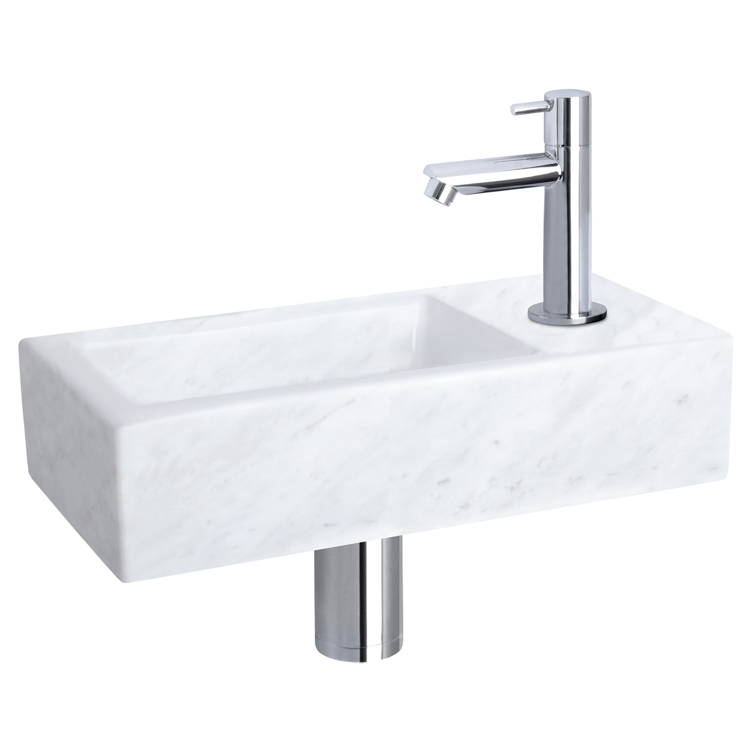 38.401.36 Differnz Helios fonteinset marmer - kraan recht chroom 37.5 x 18.5 x 9.5 cm