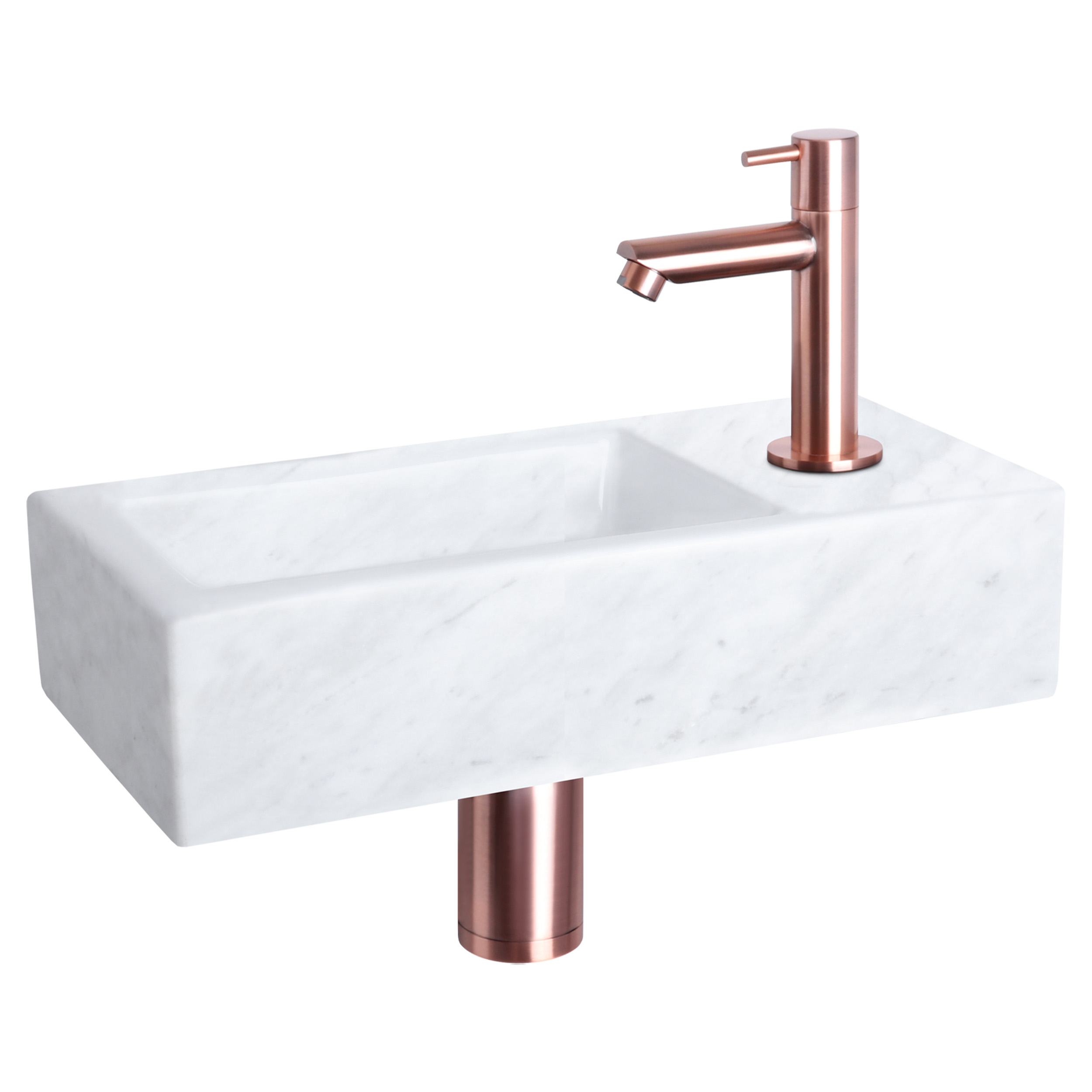 38.401.40 Differnz Helios fonteinset marmer - kraan recht rood koper 37.5 x 18.5 x 9.5 cm