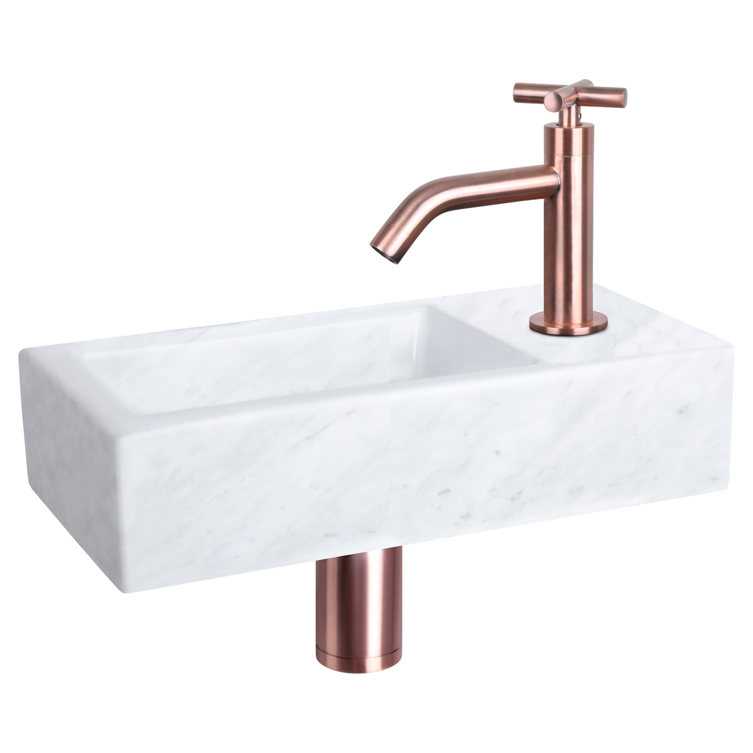 38.401.41 Differnz Helios fonteinset marmer - kraan kruis rood koper 37.5 x 18.5 x 9.5 cm