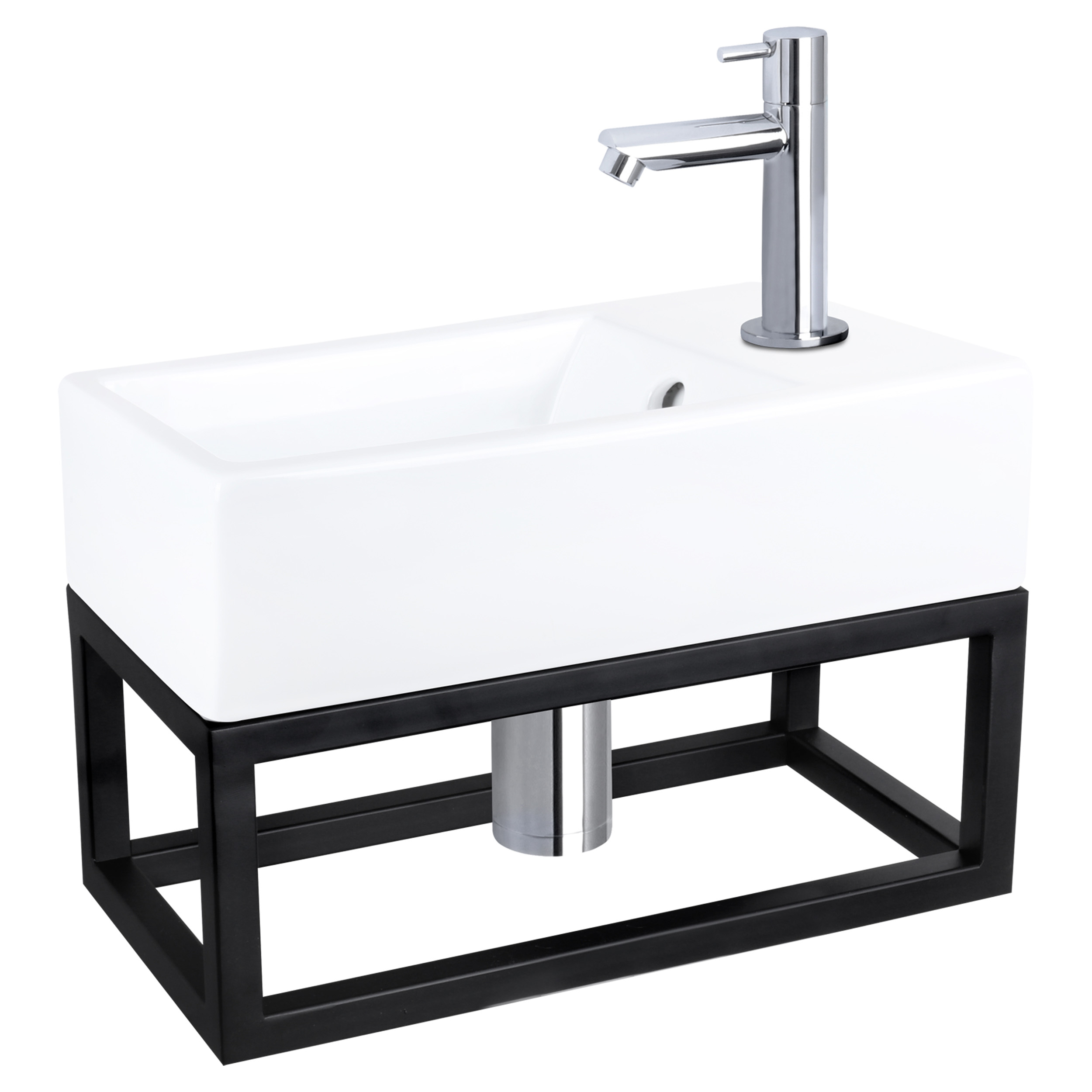 38.401.60 Differnz Force fonteinset keramiek - kraan recht - met handdoekrek chroom 40 x 22 x 11.5 cm