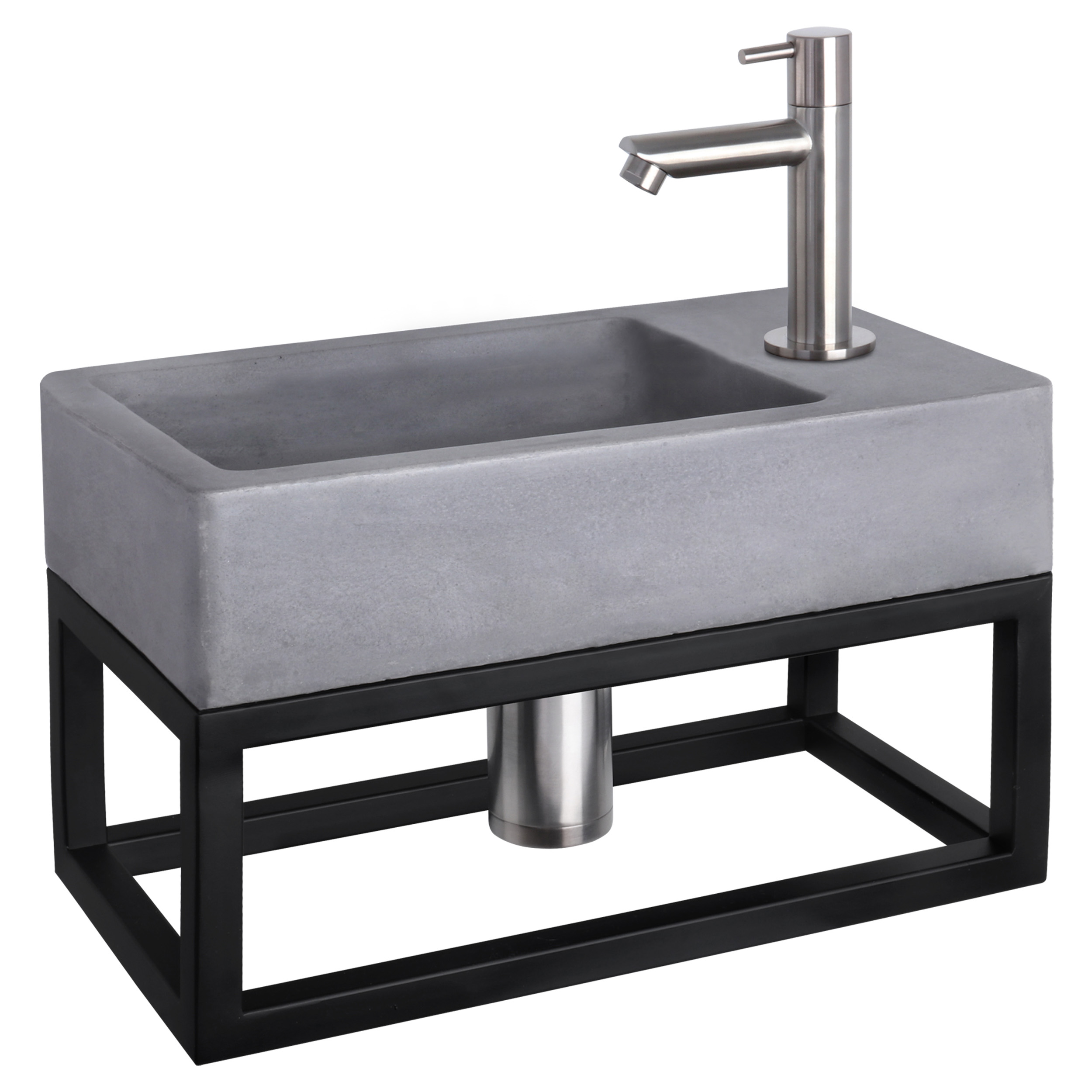 38.401.71 Differnz Force fonteinset beton donkergrijs - kraan recht - met handdoekrek mat chroom 40 x 22 x 9 cm